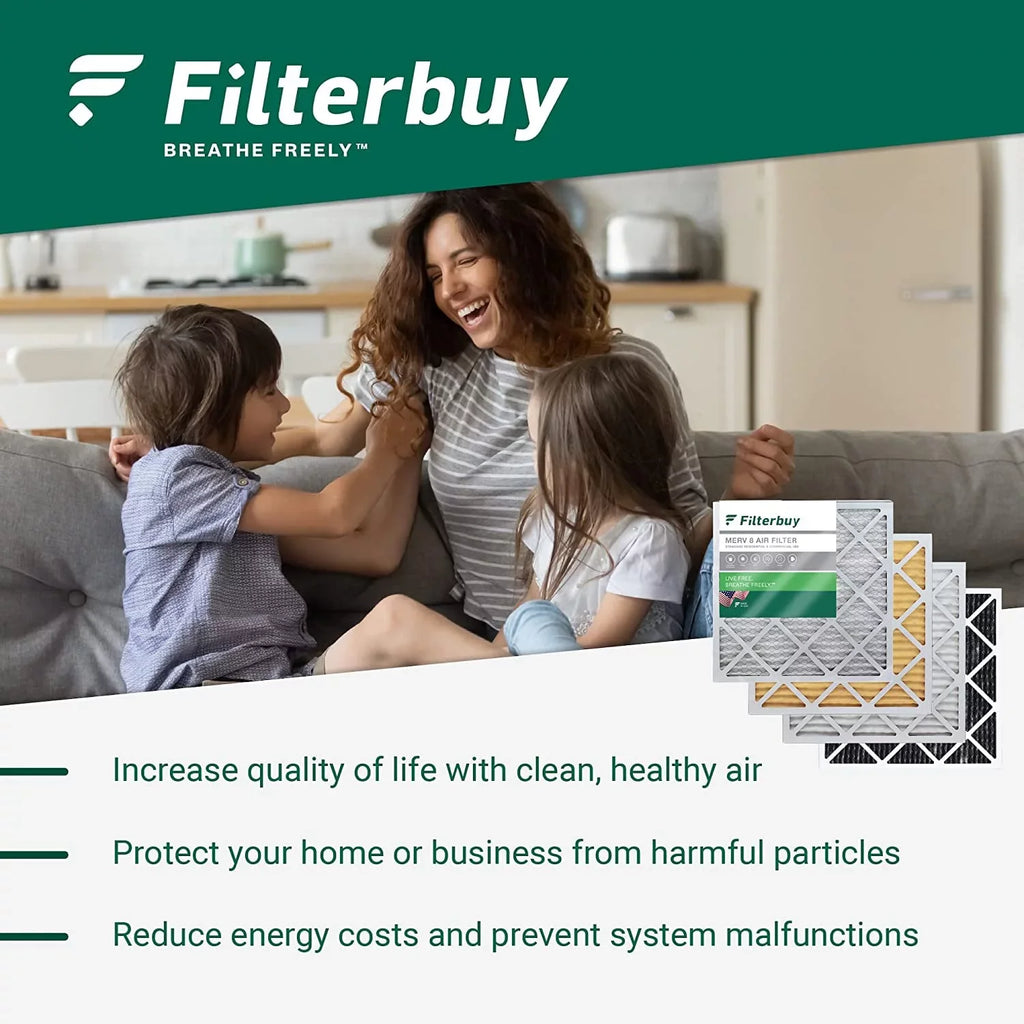 Filterbuy 12x12x4 MERV 13 Pleated HVAC AC Furnace Air Filters (3-Pack)