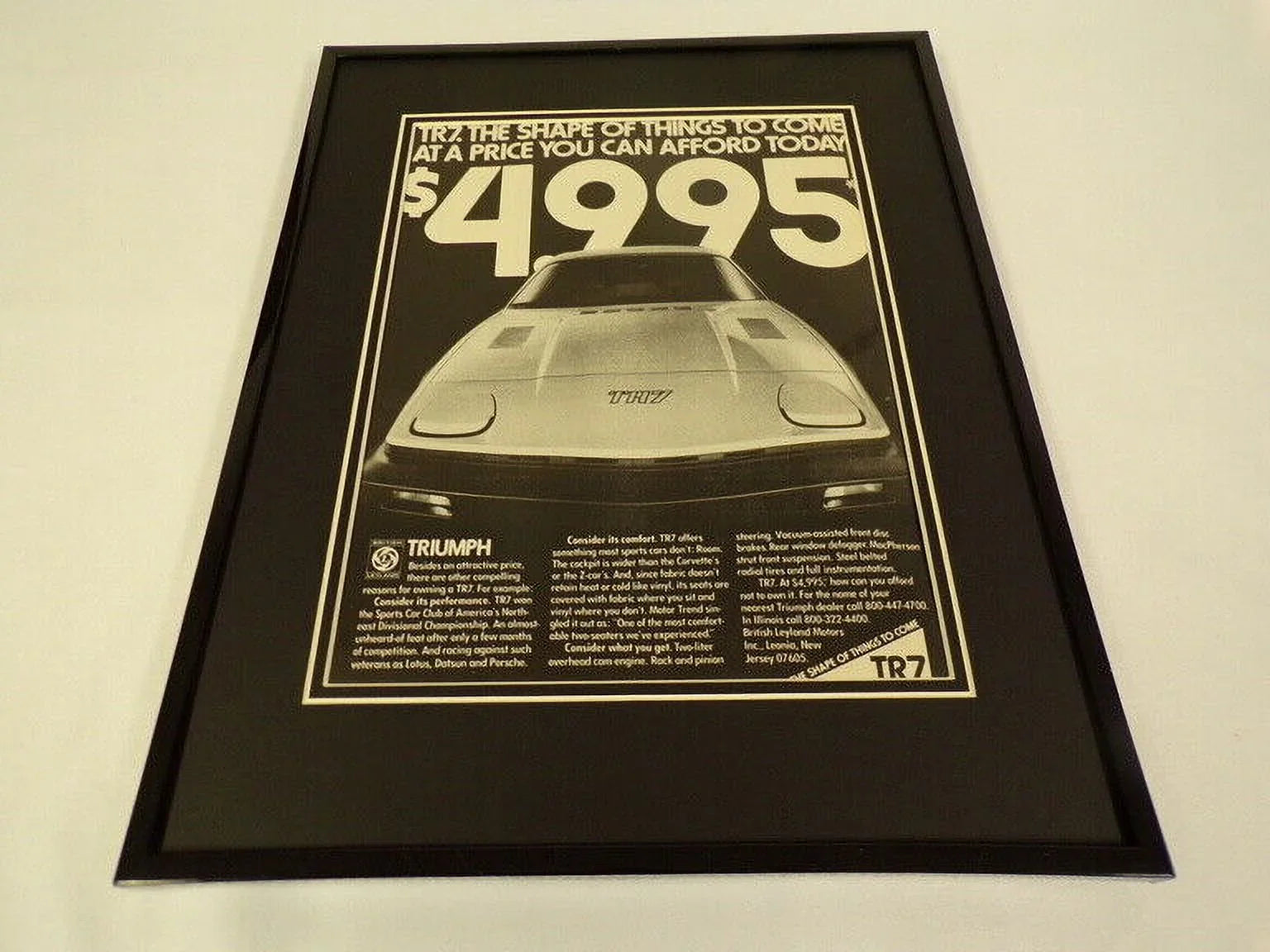 1977 Triumph TR7 Framed 11x14 ORIGINAL Vintage Advertisement