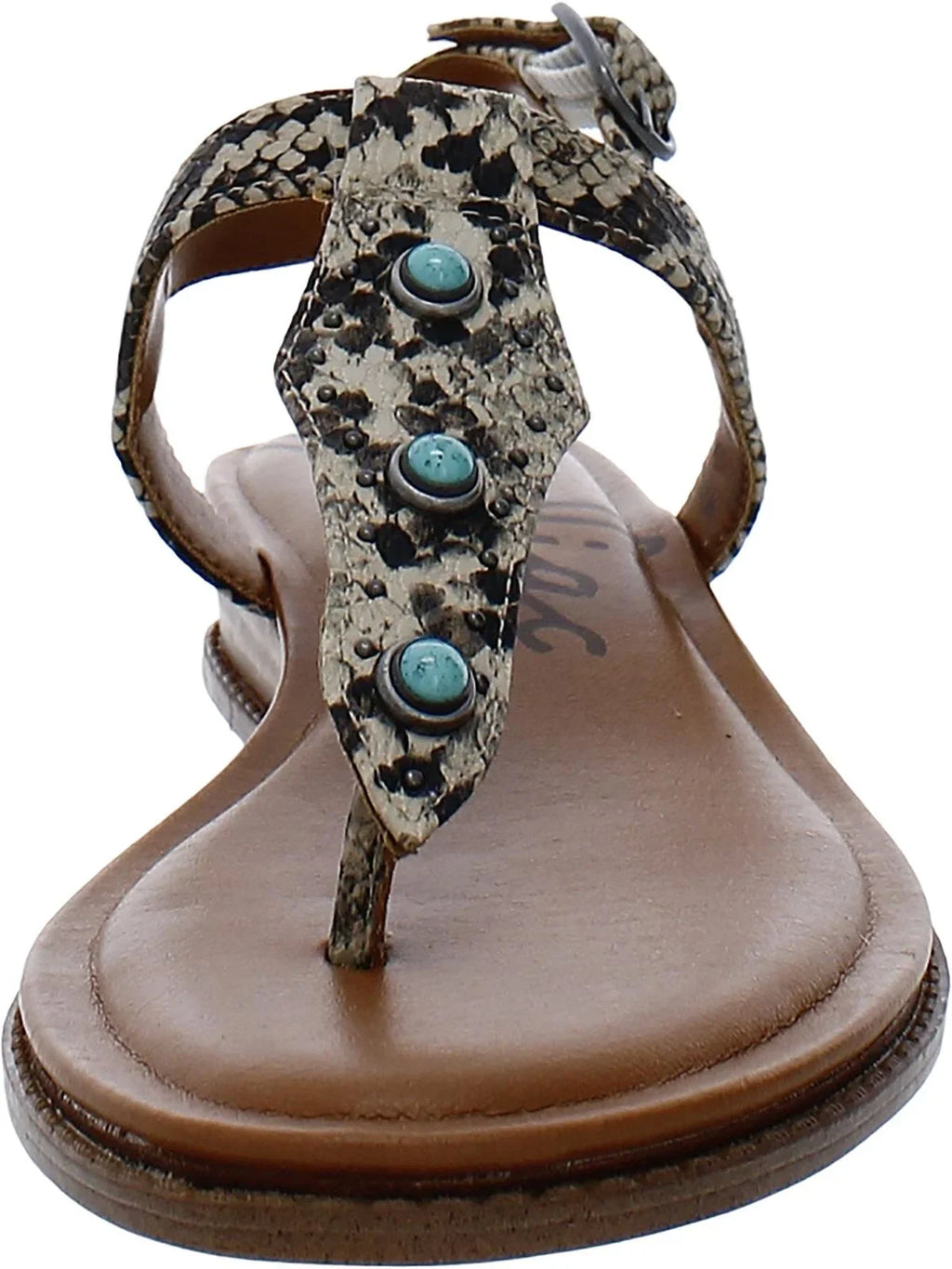 Zodiac Womens Giselle Snake Print Beaded T-Strap Sandals