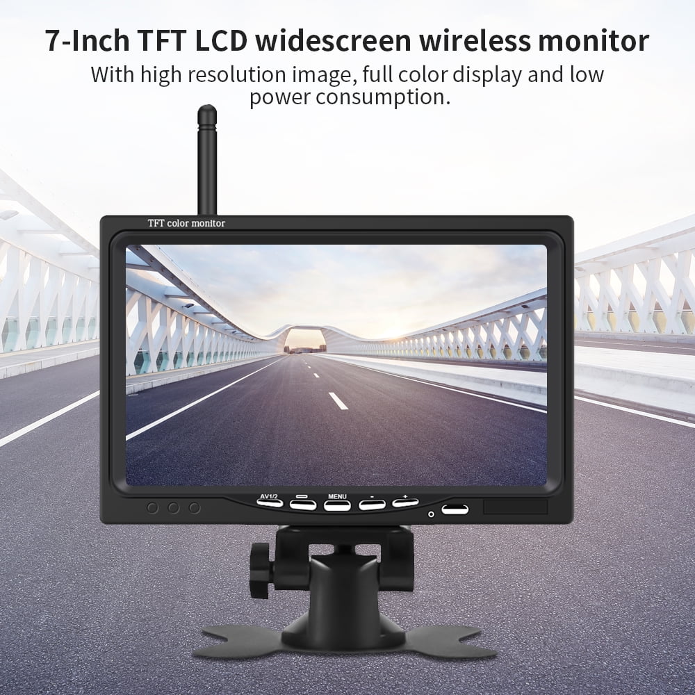 Podofo Wireless Vehicle Truck 2 Backup Parking Assistance System, Ir Night Vision Waterproof Rear View Camera + 7" Monitor for RV Truck Trailer Bus