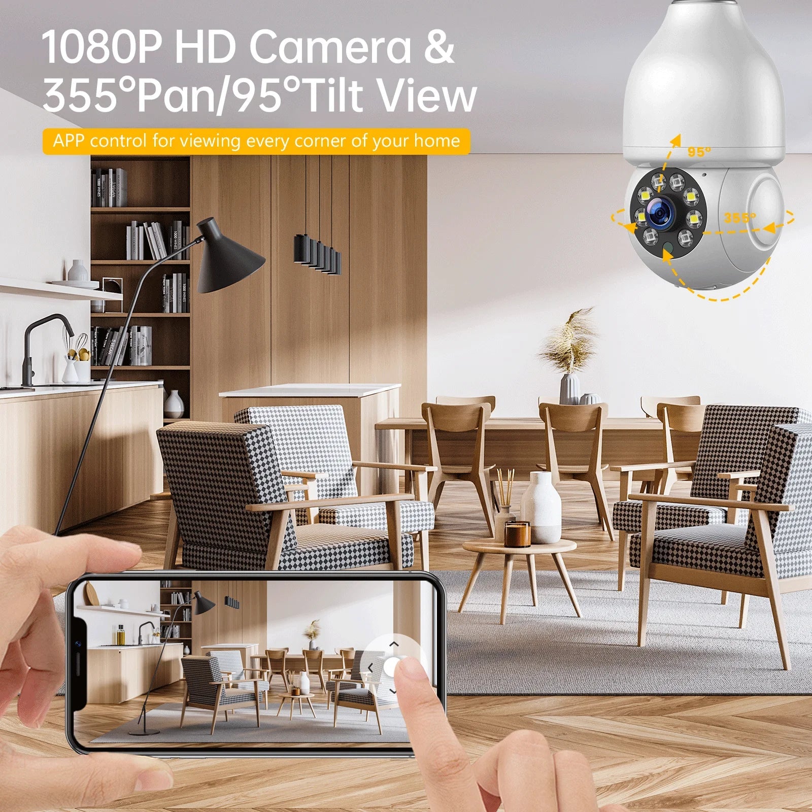 Toguard 2 PACKS SC16 Light Bulb Security Camera Outdoor Wireless WiFi Dome Surveillance Camera