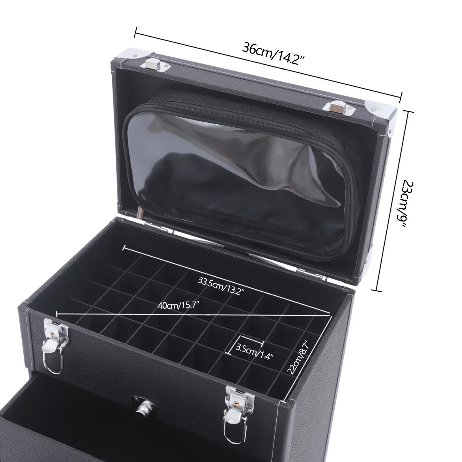DENEST Nail Polish Storage box Travel Makeup Rolling Organizer Cosmetics Train Case with Wheels