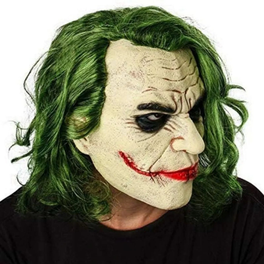 Lelaffet Joker Mask Adult Vinyl Full Head Masks with Green Hair Accessory