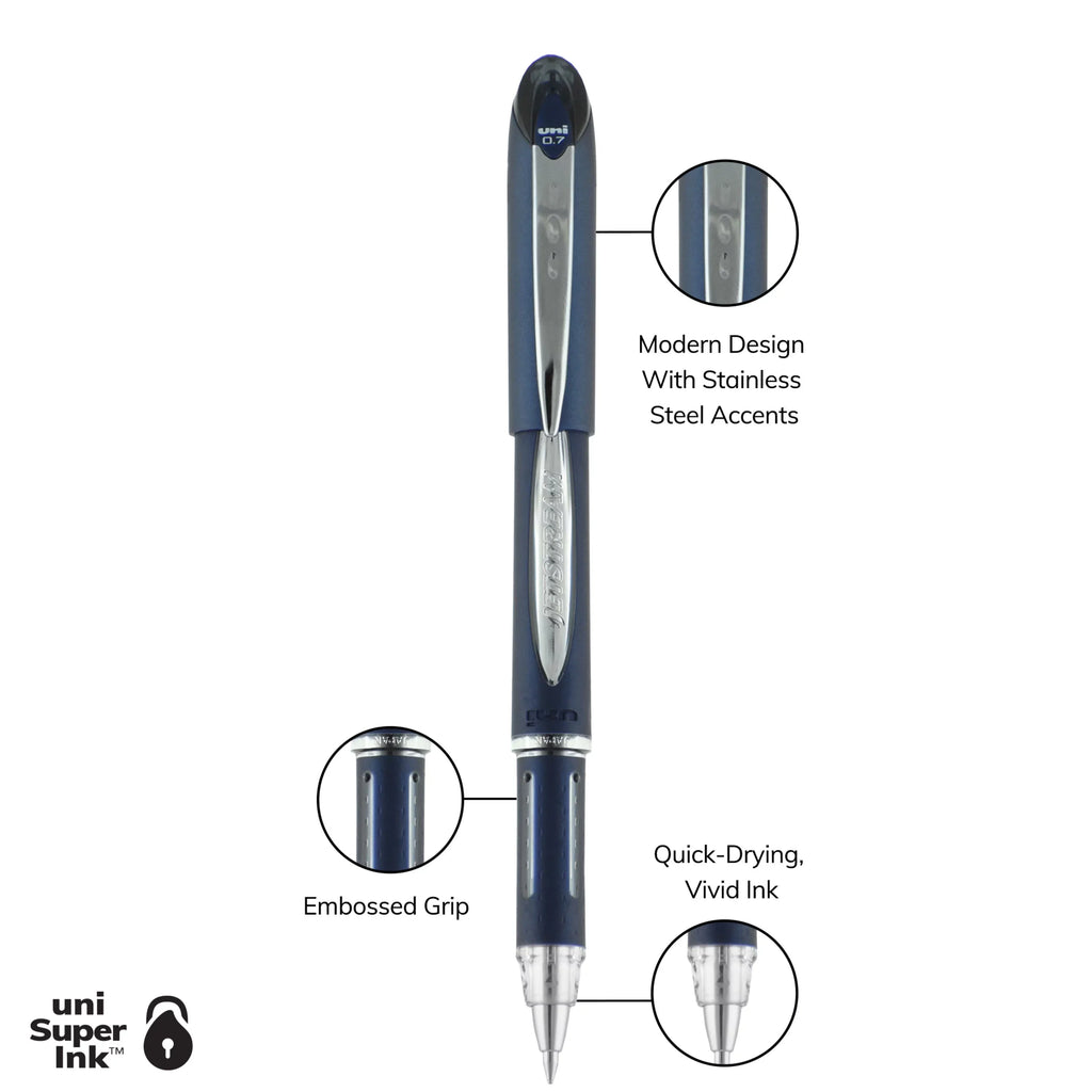Uniball Jetstream Stick Ballpoint Pens, Fine Point (0.7mm), Black Ink, 12 Count