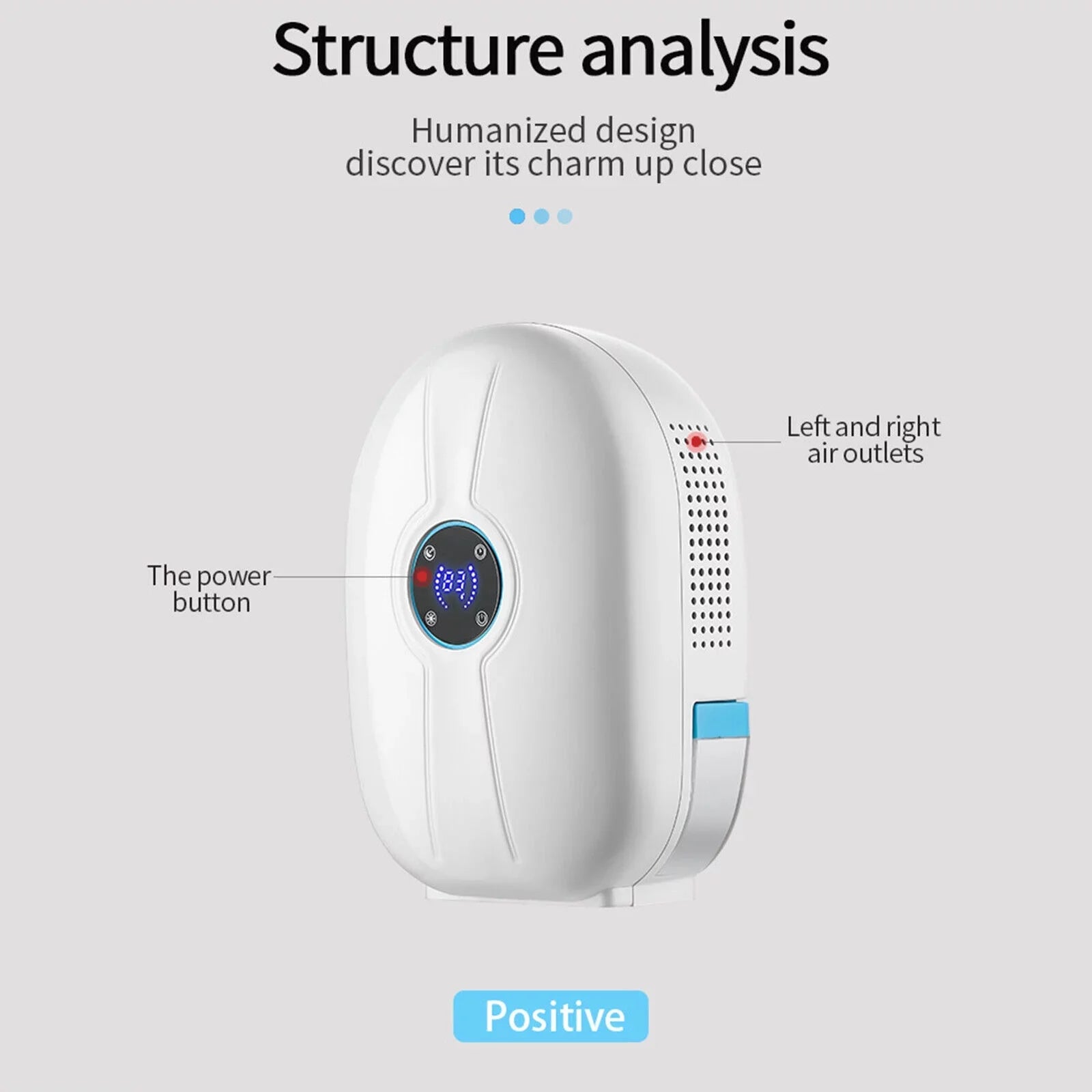 Fichiouy 500ml Mini Dehumidifier Air Dryer Portable Mute Moisture Absorber with Remote Control Home White