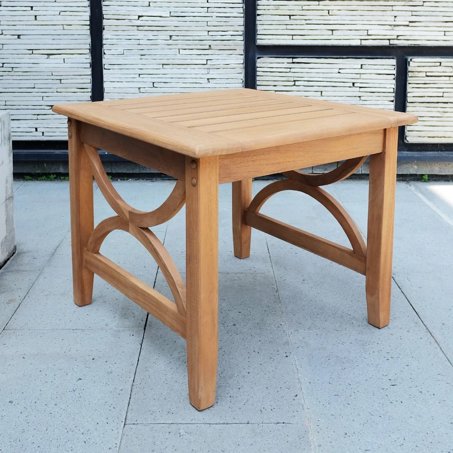 Cambridge Casual Lowell Teak Patio Side Table Condition Gray