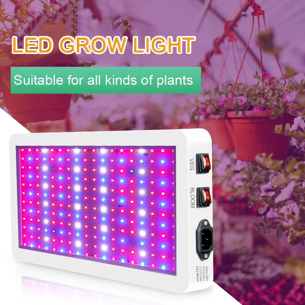 2000W Full Spectrum LED Grow Light with 312 LEDs - Indoor Plant Growing Lamp with Veg/Bloom Switch, IP65 Waterproof, Excellent for Seedlings, Flowers, Greenhouse