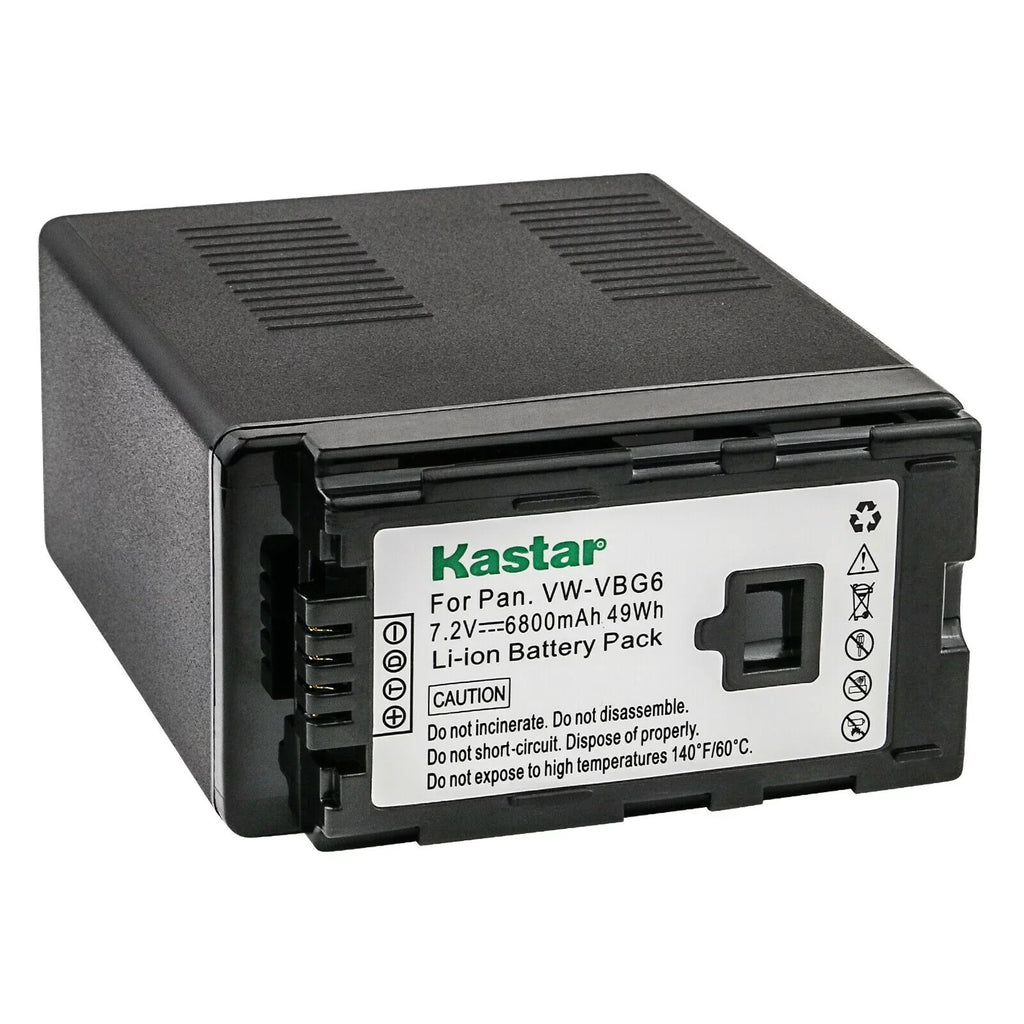 Kastar 2-Pack VW-VBG6 Pro Battery Replacement for Panasonic VW-VBG6 VW-VBG6GK VW-VBG6-K VW-VBG6PPK, CGA-E625 Battery, DE-A38, VSK0631, VSK0698 Charger, Panasonic AG-AC7 AF105 AC130 AC160 HMR10 HSC1U