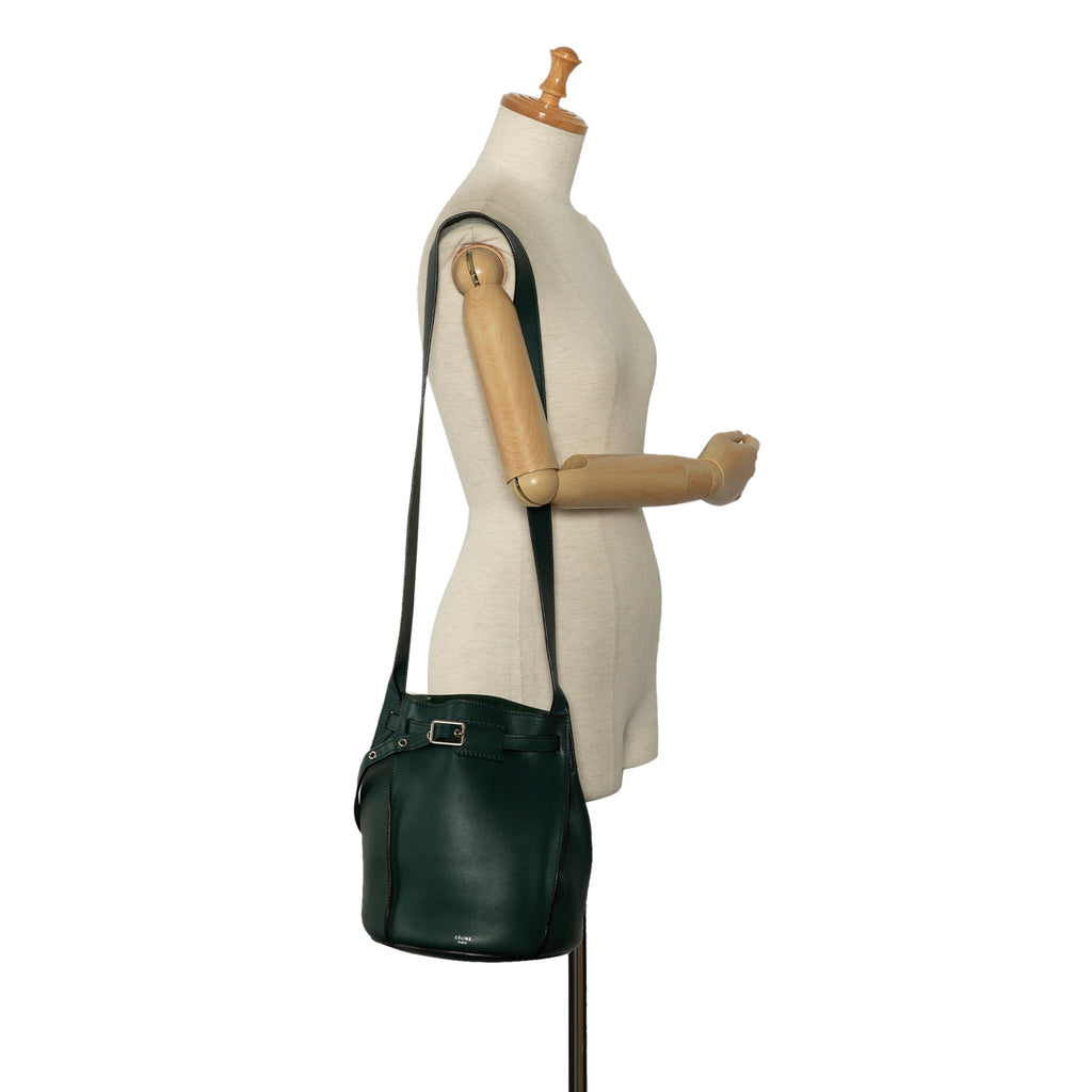 Pre-Owned Authenticated Celine Big Bag Bucket Calf Leather Green Bucket Bag DrawstringBag Unisex (Good)