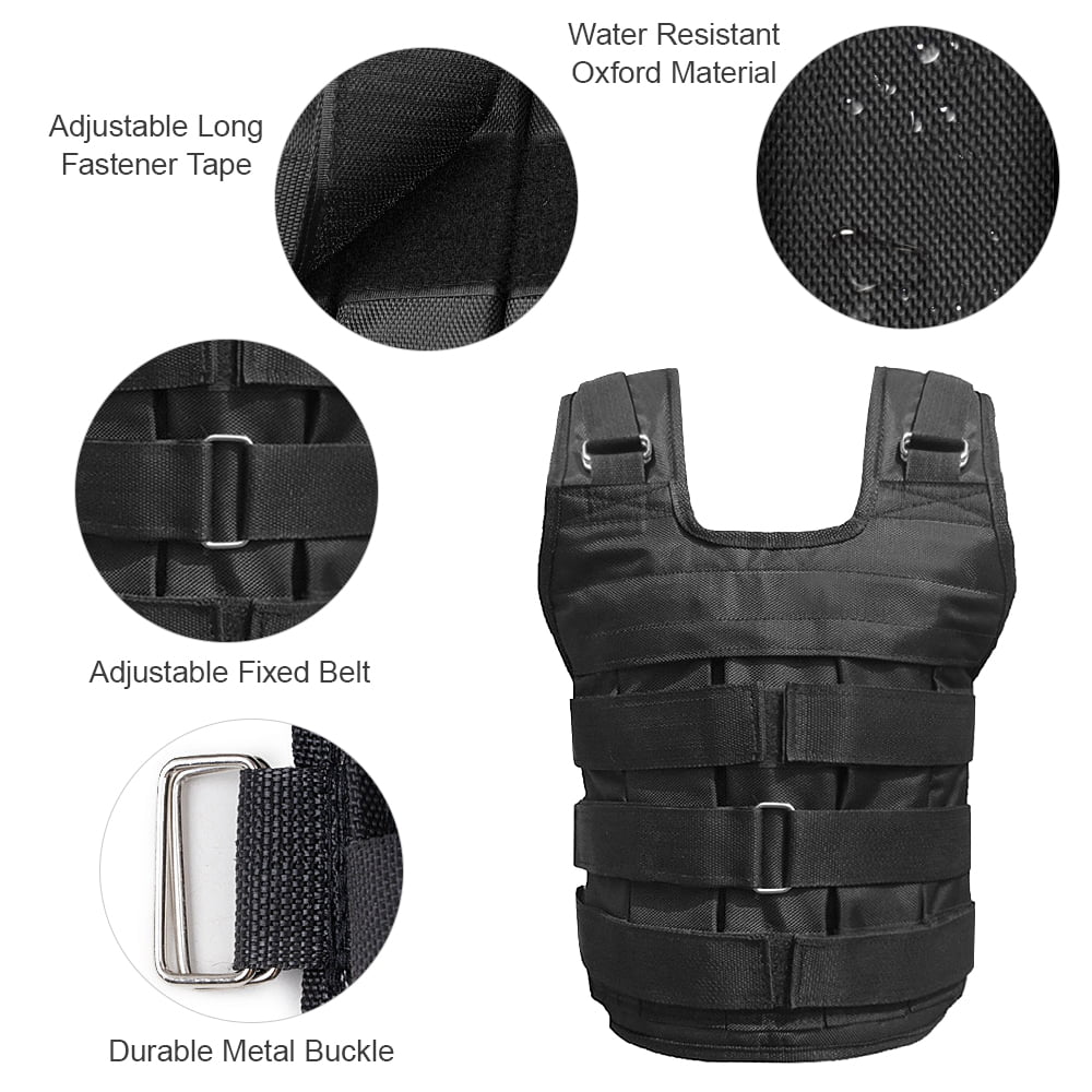 Meterk Max Loading 50kg Adjustable Weighted Vest Weight Jacket Oxford Exercise Weight Loading Cloth Strength Training (Empty)