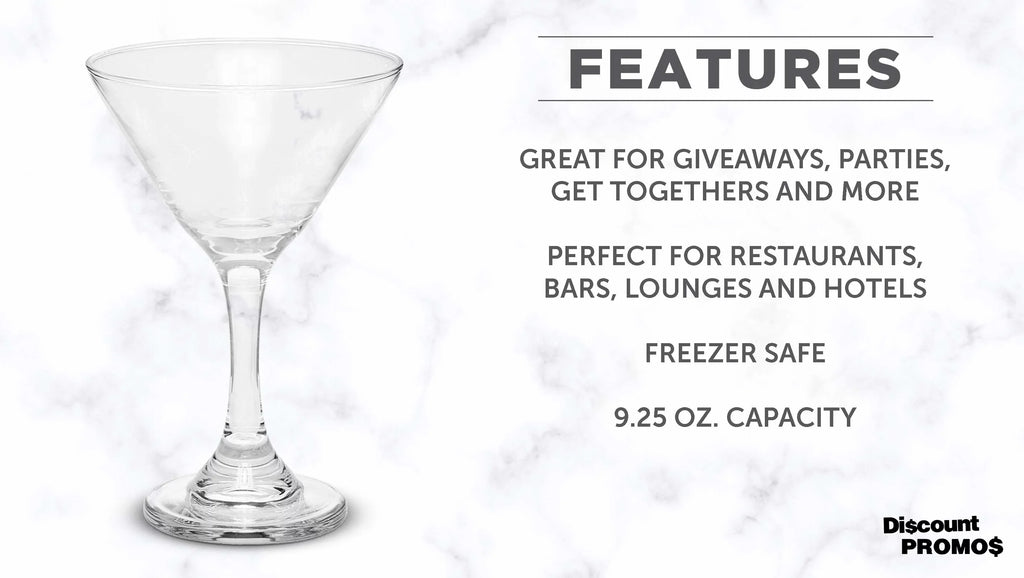 Classic Martini Glasses 9.25 oz. Set of 10, Bulk Pack - Top-notch for Cocktails, Wedding Favors, Party Favors, Events - Clear