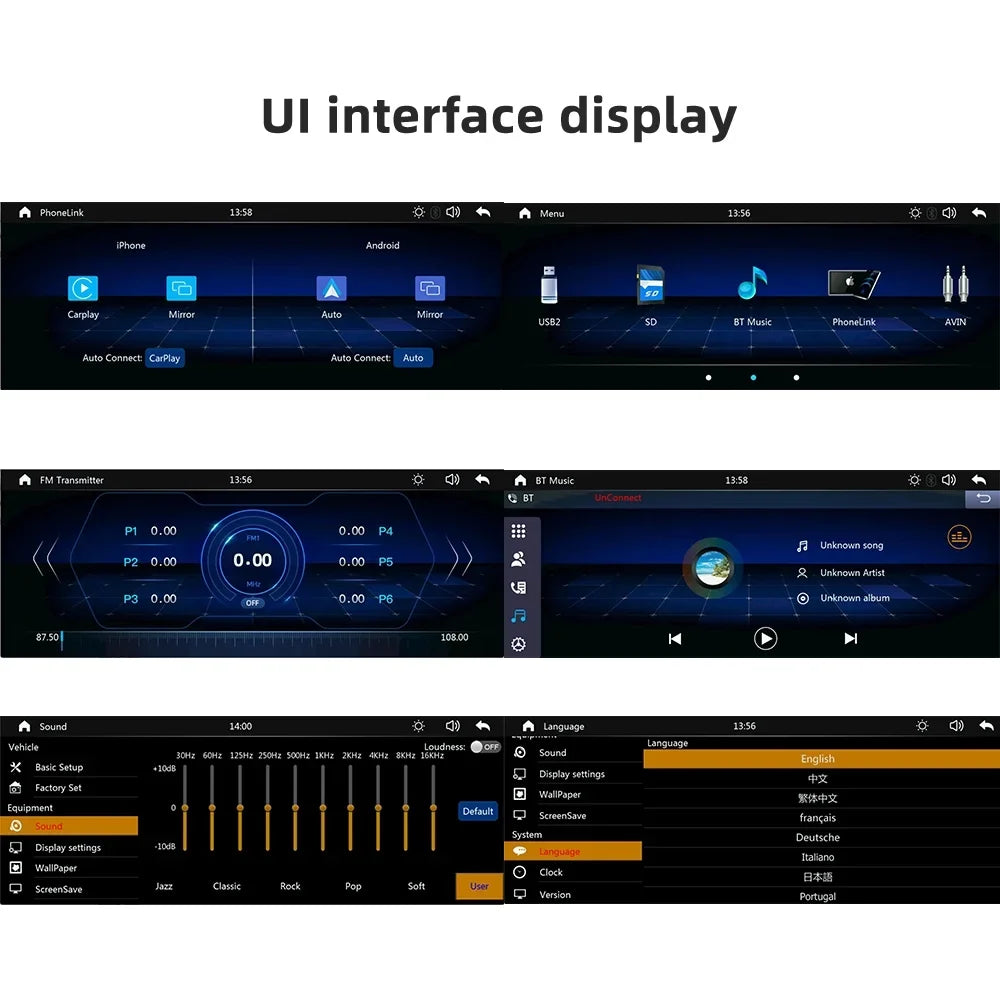 Portable Wireless Carplay&Android Auto Car Stereo,Newest 9.3 Inch Touch Screen Car Stereo with Bluetooth/FM Synchronization/Rear Camera Navigation Unit Player with Bluetooth FM Transmitter,AUX, TF