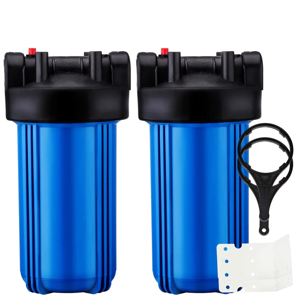 Geekpure 10-Inch Whole House Water Filter Housing 4.5"x10"1-Inch Port with Wrench and Bracket(Pack of 2)