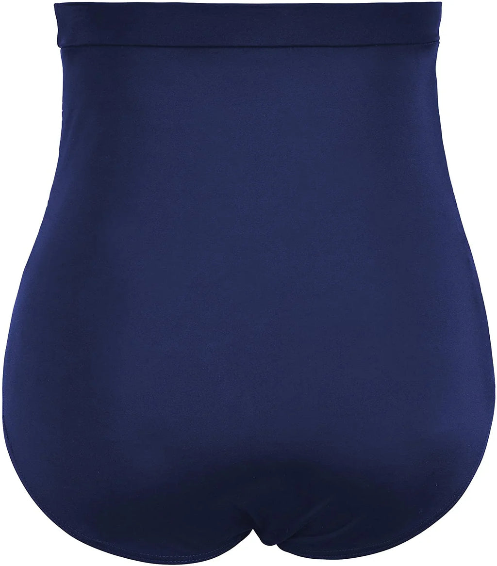 Septangle Women's Vintage Super High Waisted Bikini Bottom Shirred Tankini Briefs Tummy Control Swimsuits Bottoms