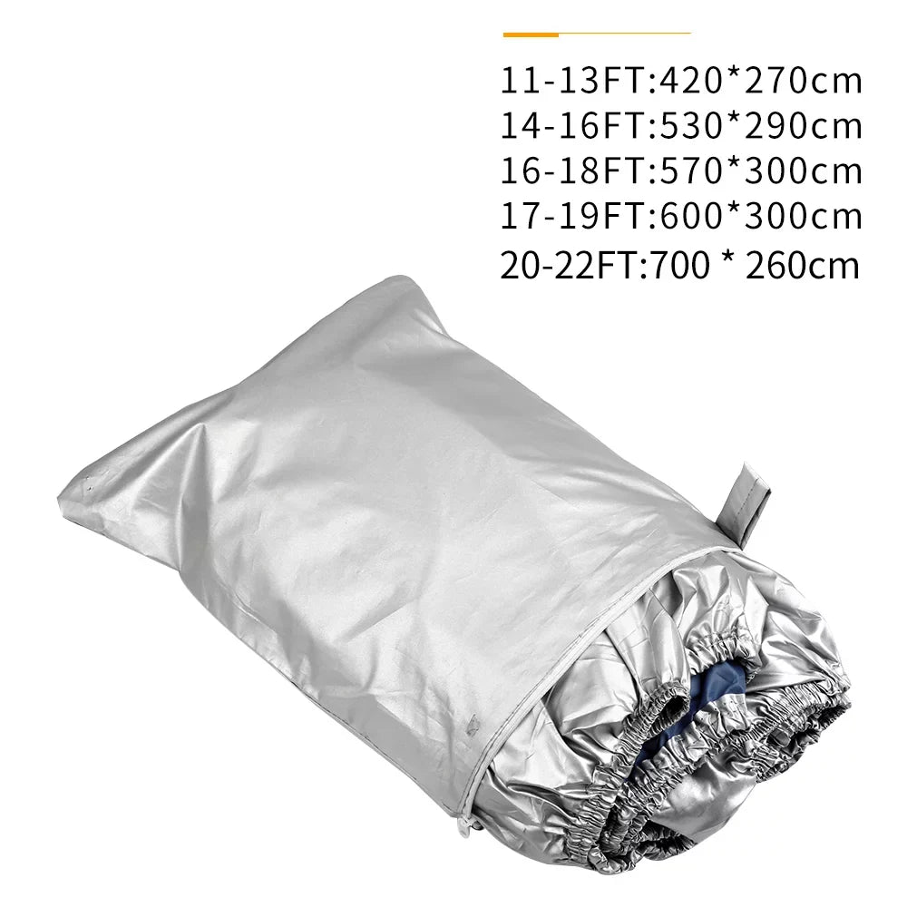 Gecheer Craft Protection Yacht Protection Waterproof Heavy Duty Silver Reflective 300D Oxford Fabric -smashing Strong and Tear Proof Fits V-HULL TRI-HULL Runabouts and Bass Craft 16-18FT