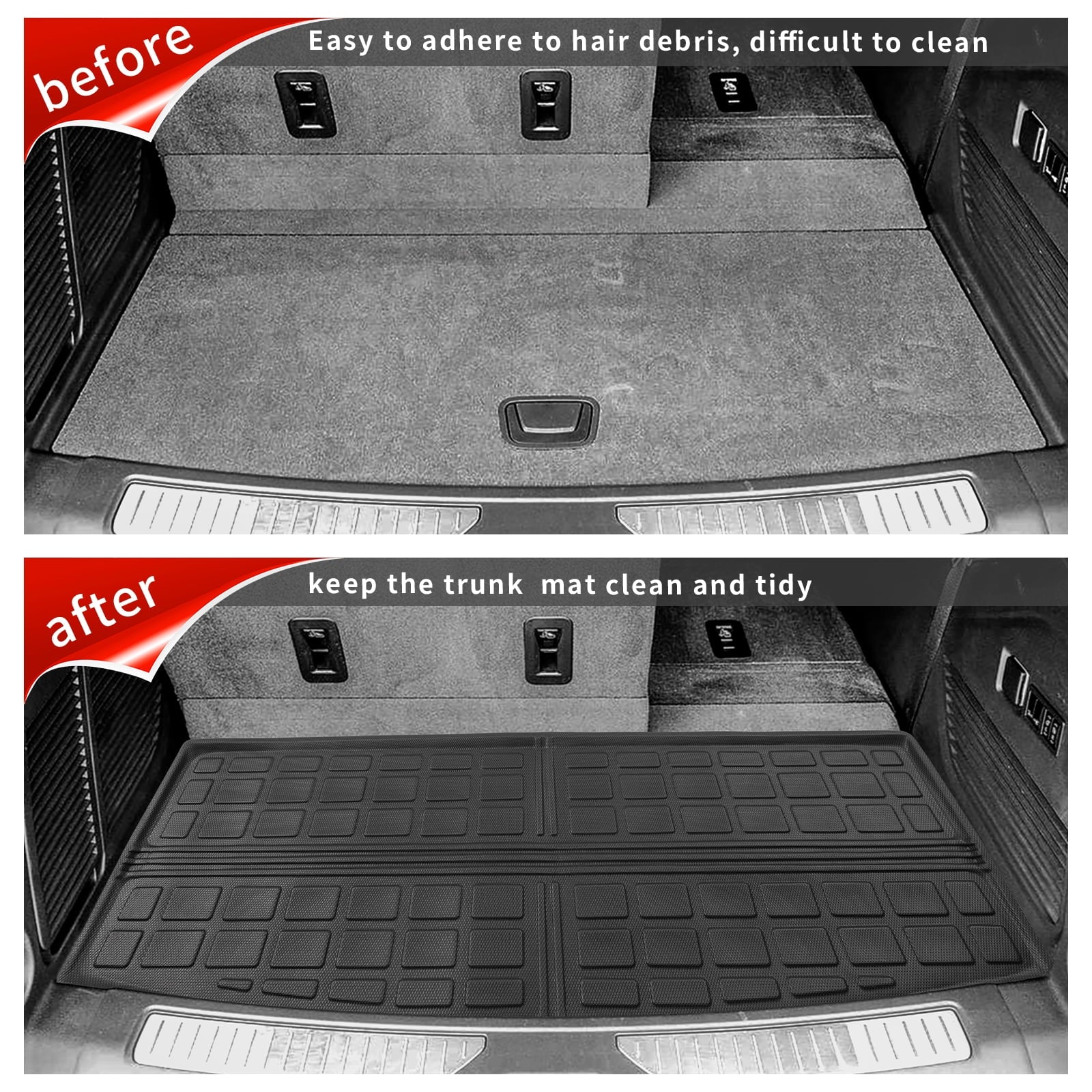 Fit 2021-2023 Chevry Tahoe GMC Yukon (Behind The 3rd Row Seats) Trunk Mat Cargo Liner Cargo Mat TPE All Condition Trunk Liner 2022 Chevy Tahoe Accessories (Trunk Mat)