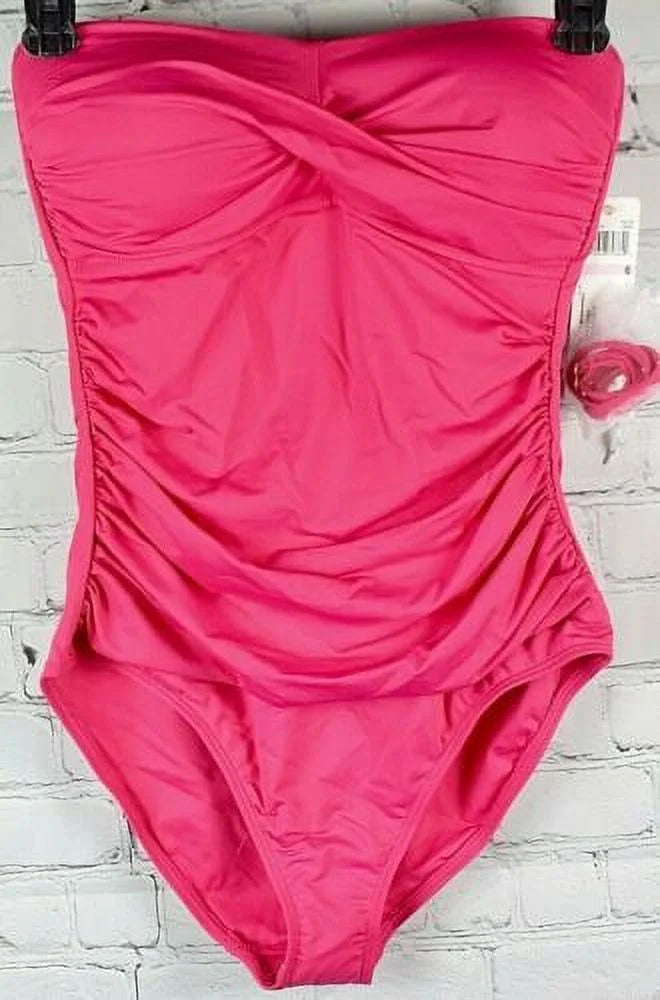 Anne Cole BERRY Twist-Front Ruched One-Piece Swimsuit, US 16
