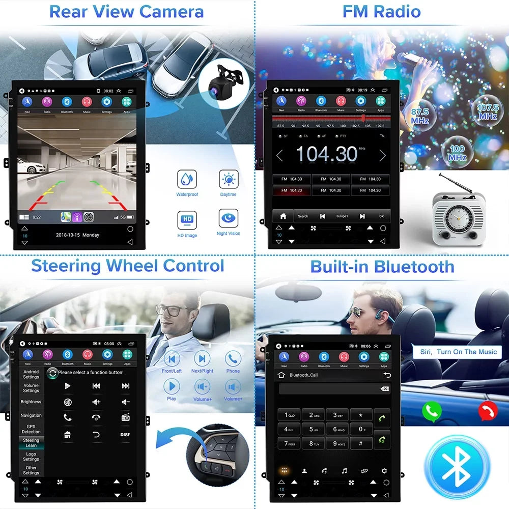 Podofo 2+32G for Cadillac SLS/Escalade 2007-2012 Wireless Carplay Android Auto 9.7'' Touchscreen Car Stereo Radio Android WIFI GPS FM Bluetooth USB, AHD Backup Camera