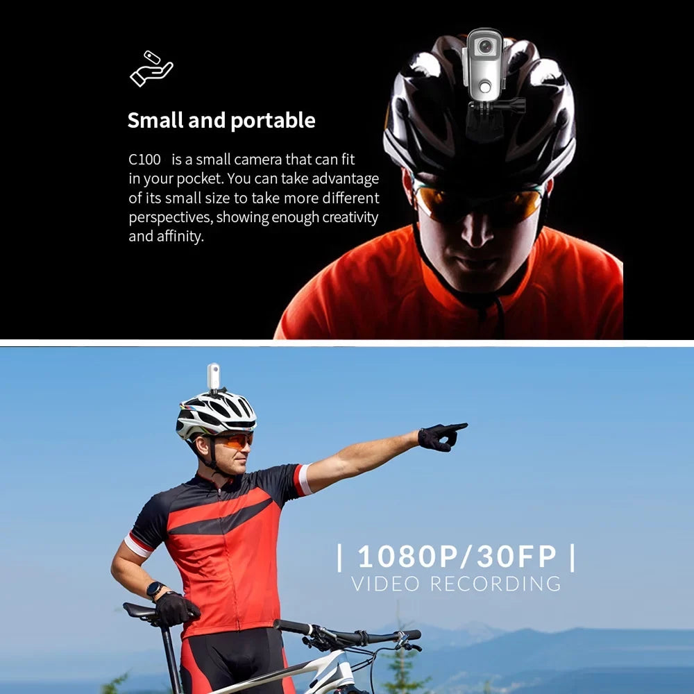 SJCAM C100 Action 1080P30fps Digital Video 30M Waterproof Magnetic Body Built-in Battery WiFi Connection APP Sharing with Waterproof Case Back Clip Lanyard