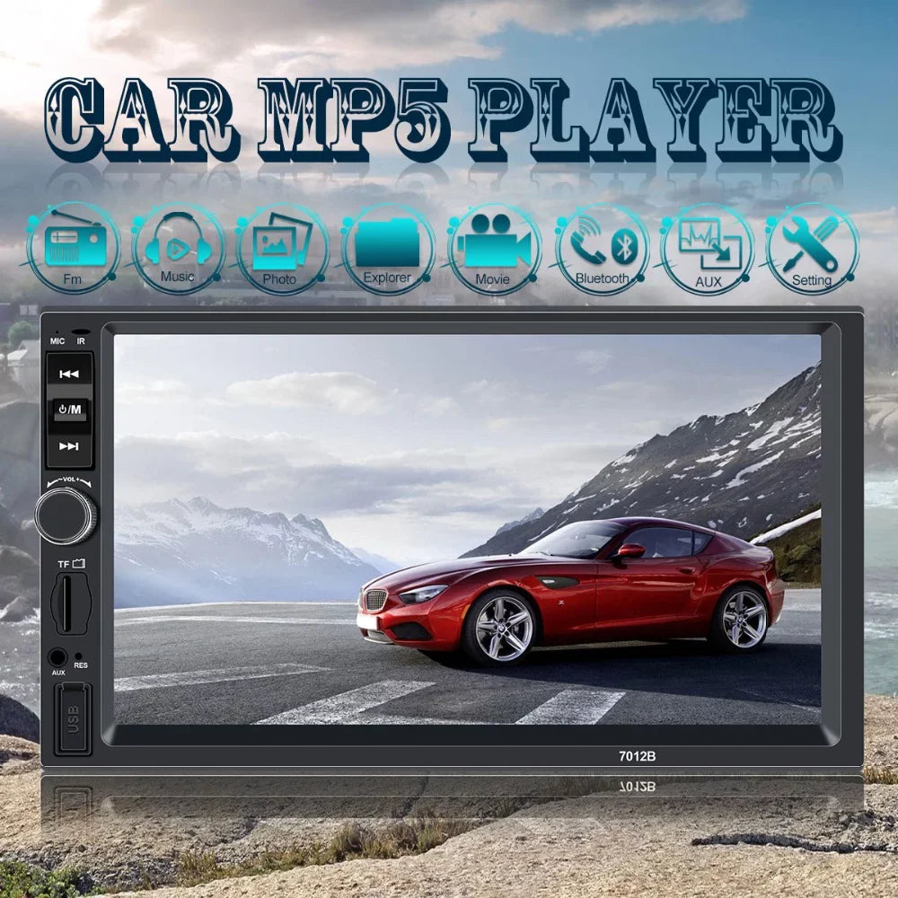 Polarlander Car Stereo Car Audio Double Din 7-inch HD Touch Screen Car radio Player with Multimedia SD USB FM AUX MP5/4/3 mirror link function Bluetooth with 4LED backup camera