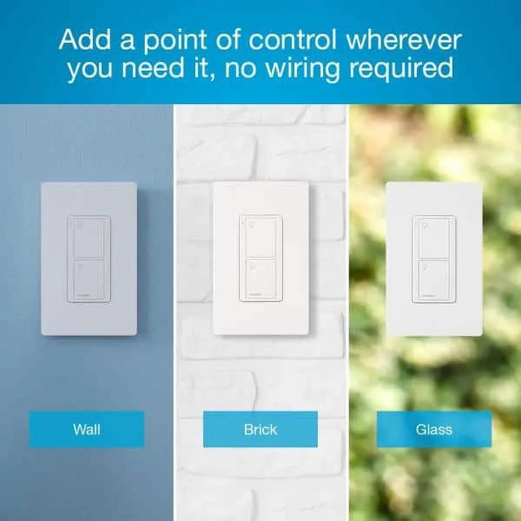 Lutron On/Off Switching Pico Remote for Caseta Smart Home Switch with Wallplate Bracket | PJ2-2B-GWH-L01 | White