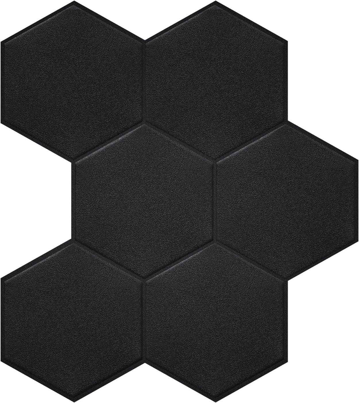 Real 3D Matte Black Self Adhesive PET Tiles Big Hexagon Peel and Stick Backsplash for Kitchen Bathroom(11.57''x10.35'',10-Sheet)