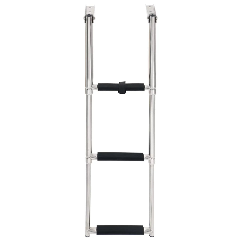 Dcenta 3 Folding Boarding Ladder Stainless Steel Non-Slip Telescopic Ladder for Swimming Pool, Ship and Mounting Platform