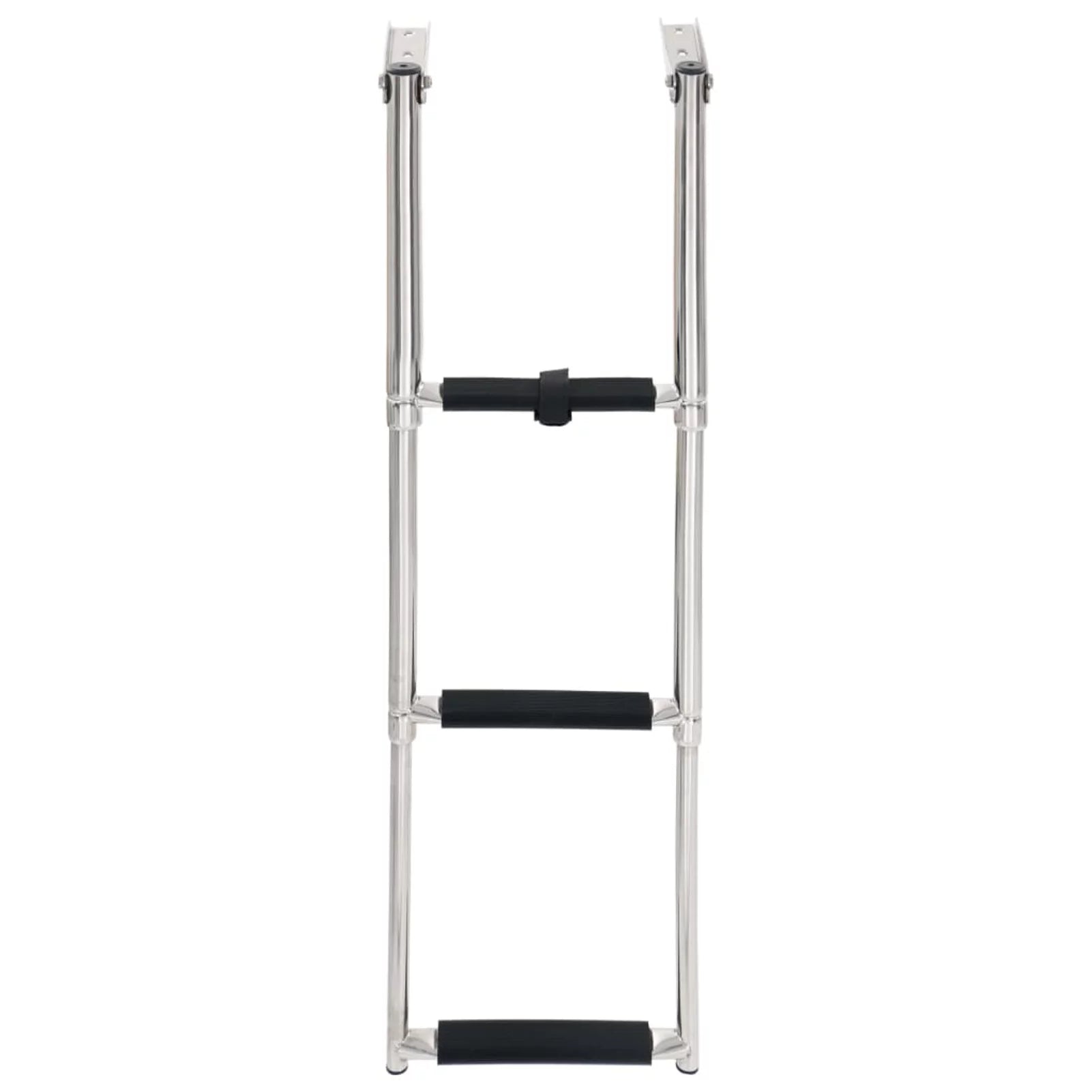 Dcenta 3 Folding Boarding Ladder Stainless Steel Non-Slip Telescopic Ladder for Swimming Pool, Ship and Mounting Platform