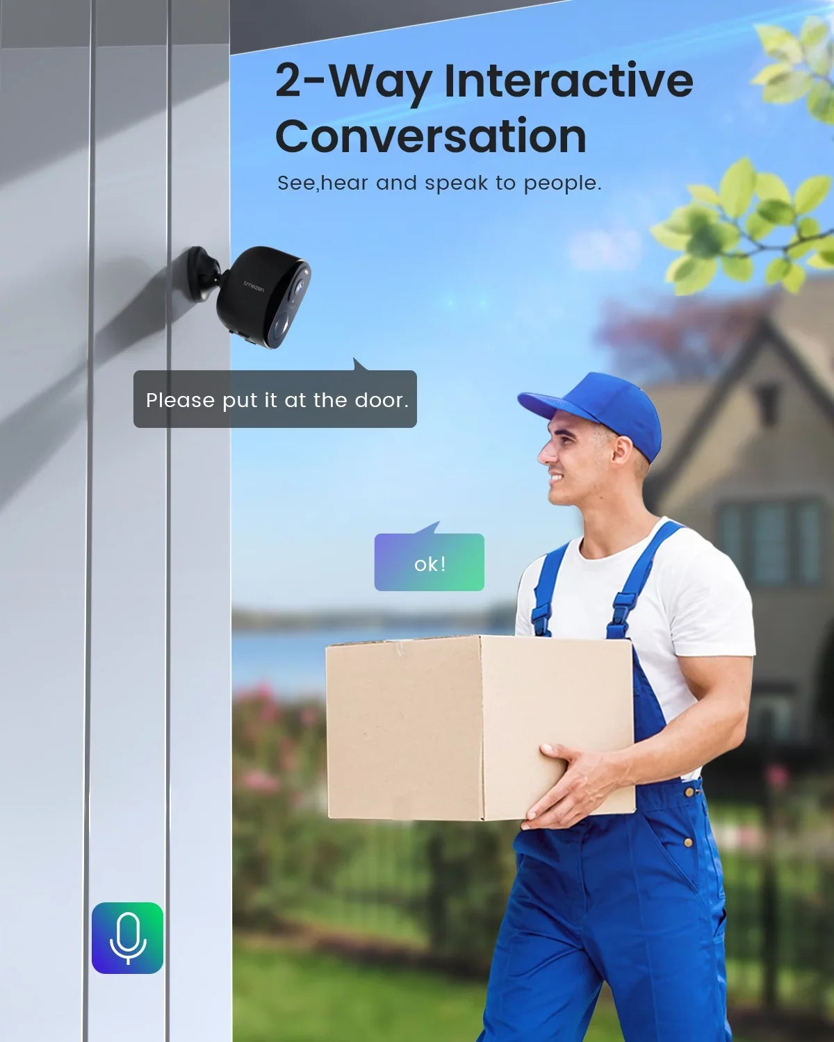 Outdoor Security Camera Wireless WiFi, PTZ 360° View, Spotlight & Siren, 2K/3MP Color Night Vision, Solar Outdoor Security Camera, White