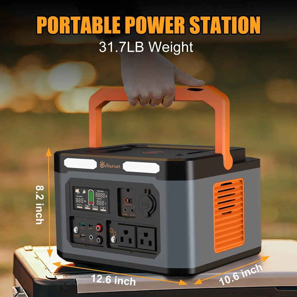 Foursun 1500W(3000W Peak) Portable Power Station,1598.4Wh with 2 x 1500W AC Outlets ,Wireless charge,PD 65W,Solar Generator for Home Backup, Emergency, Camping