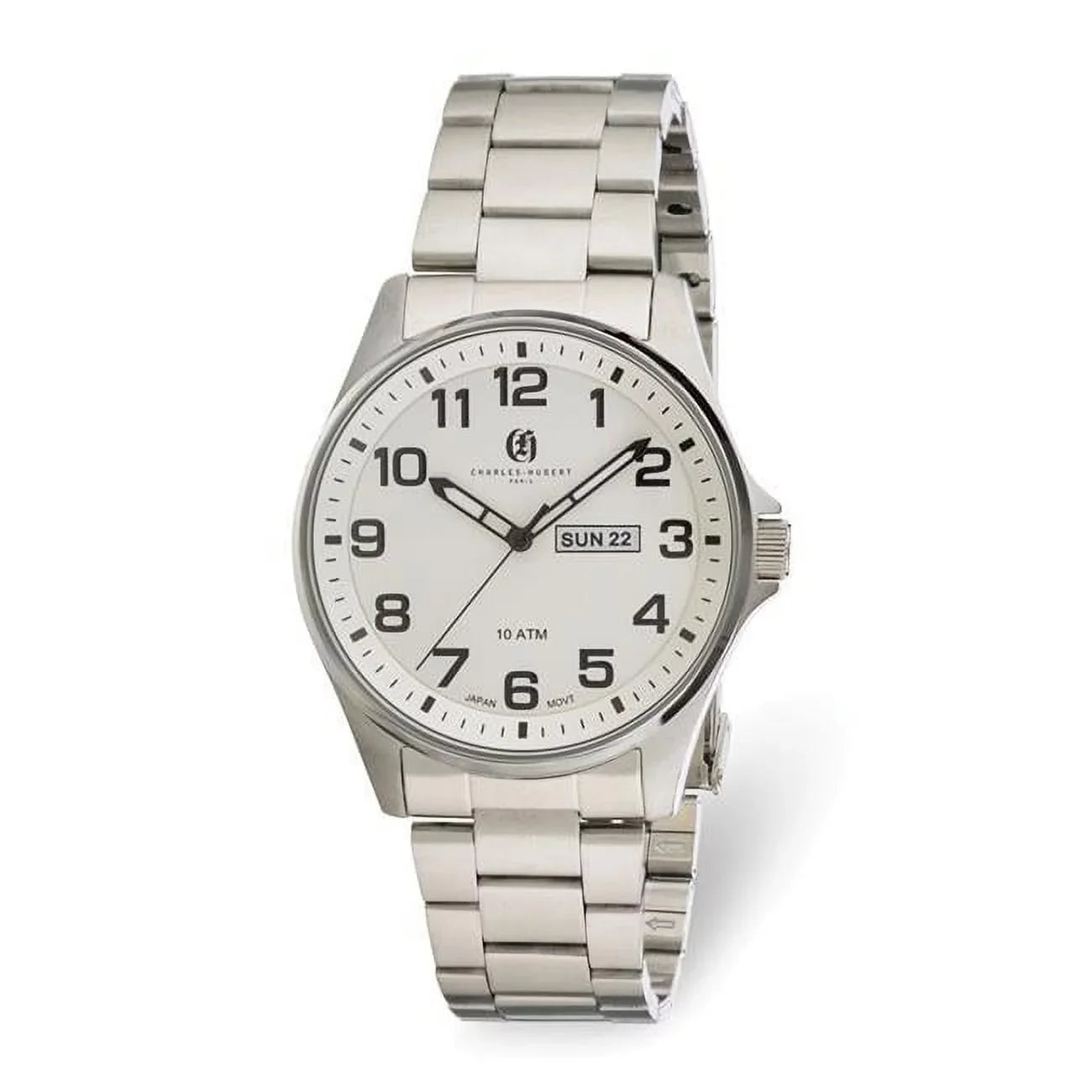 Finest Gold Charles Hubert Stainless Steel White Dial Watch