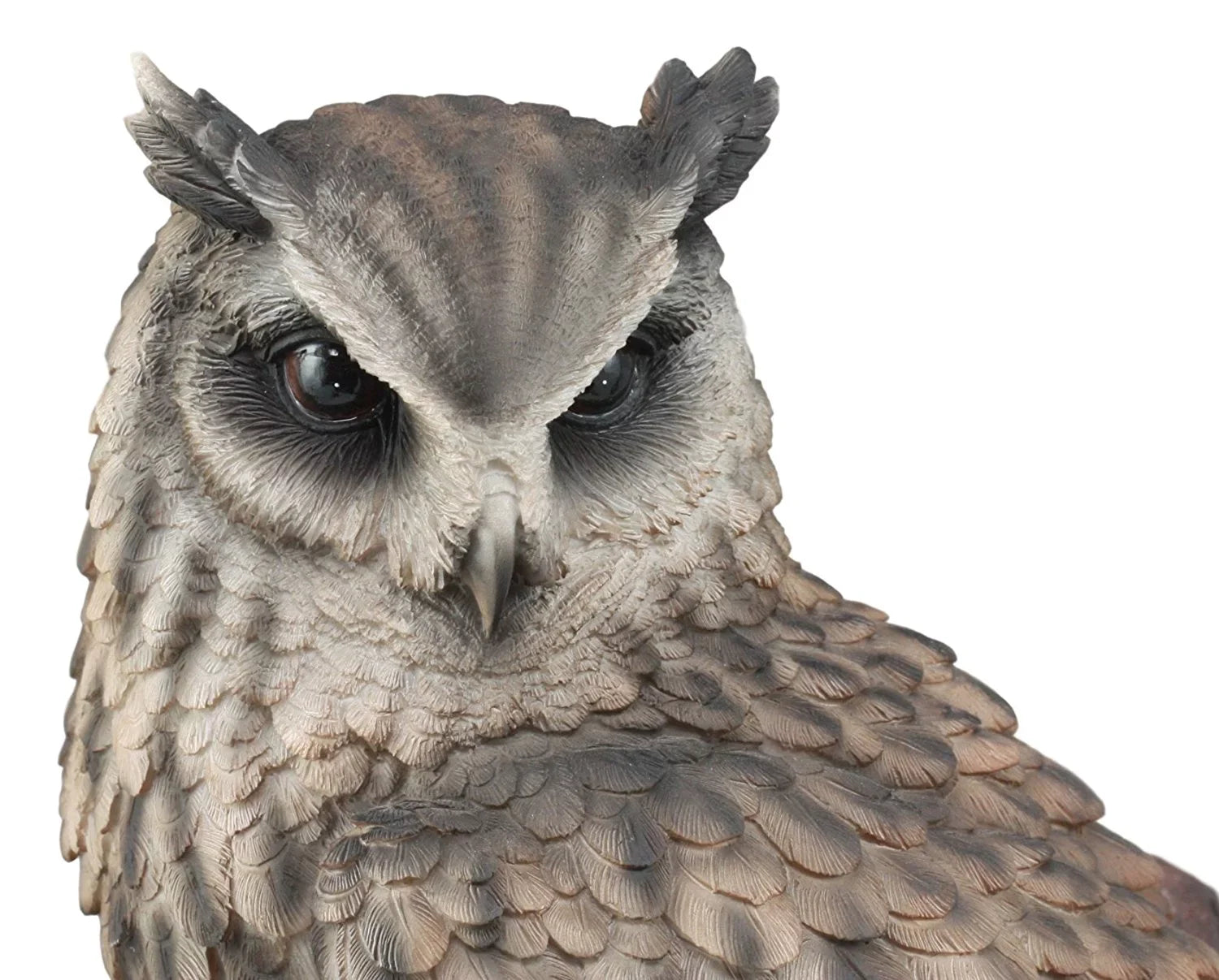 Ebros Realistic Nature Wildlife Eurasian Eagle Owl Perching On Tree Statue 14.25"Tall Lifelike Nocturnal Owl Taxidermy With Glass Eyes Figurine