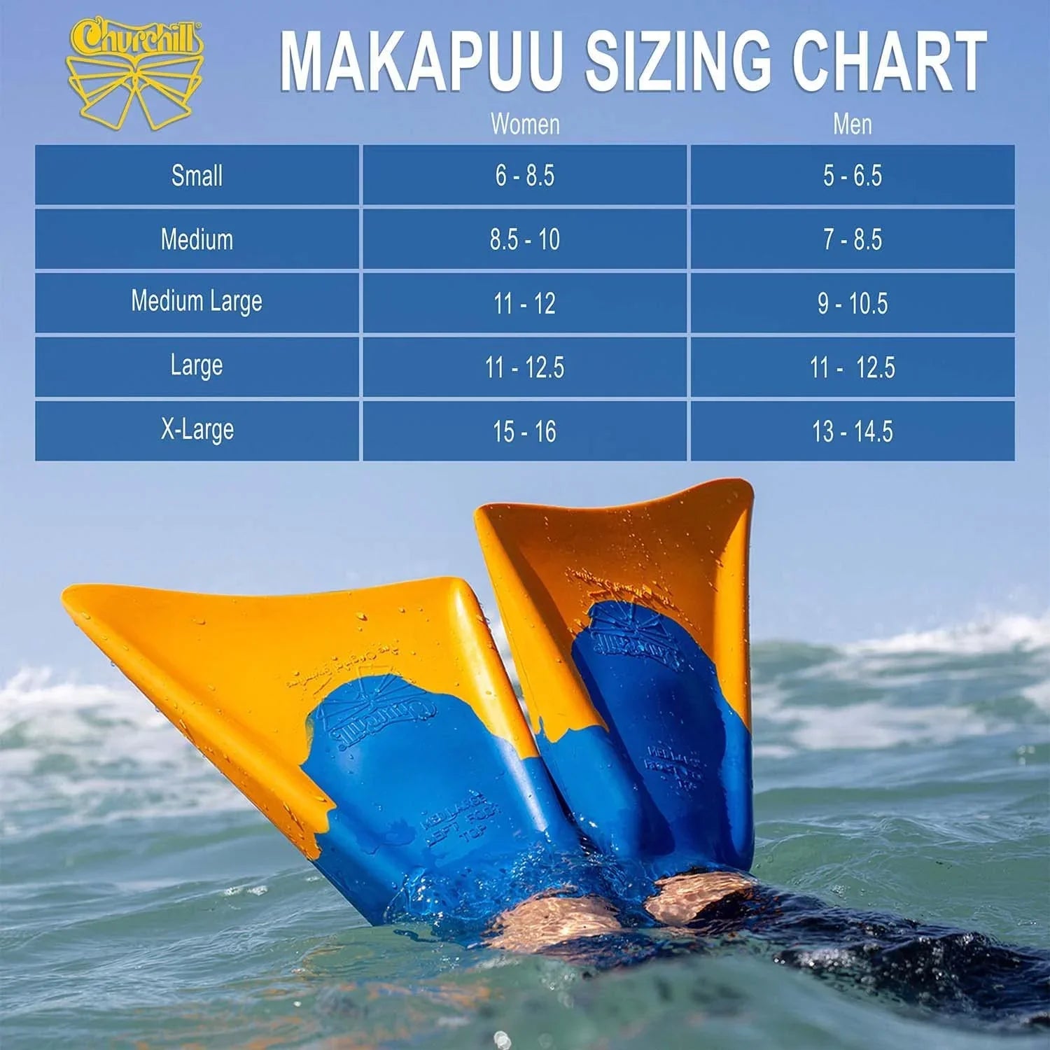 Makapuu Floating Fins | Comfortable Fit Fin Flippers | Patented Dolphin Tail Swimfins For And Performance | Made Of 100% Natural Gum Rubber | Swimming, Diving, Surfing, Bodyboarding