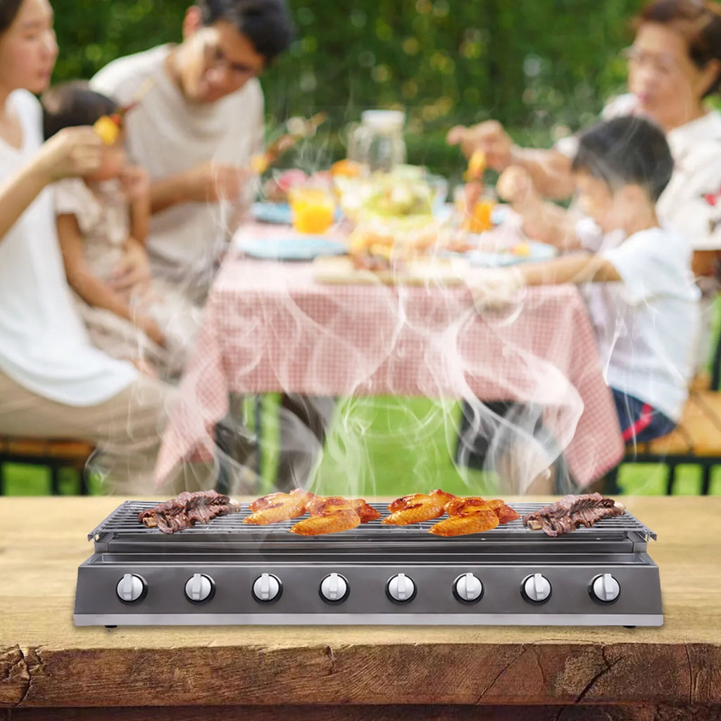 Large Gas Grill Outdoor Party 8 Burner BBQ Grill Commercial Adjustable Height Gas Grill