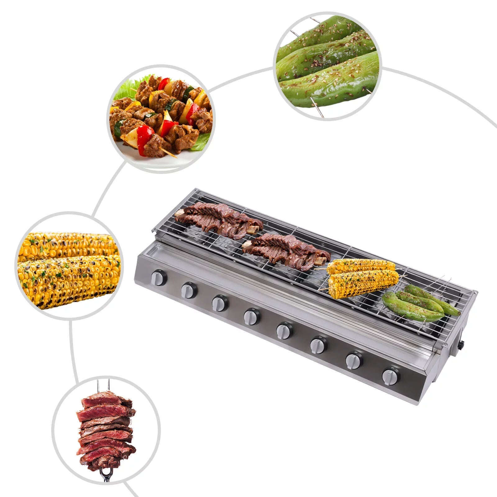 Large Gas Grill Outdoor Party 8 Burner BBQ Grill Commercial Adjustable Height Gas Grill