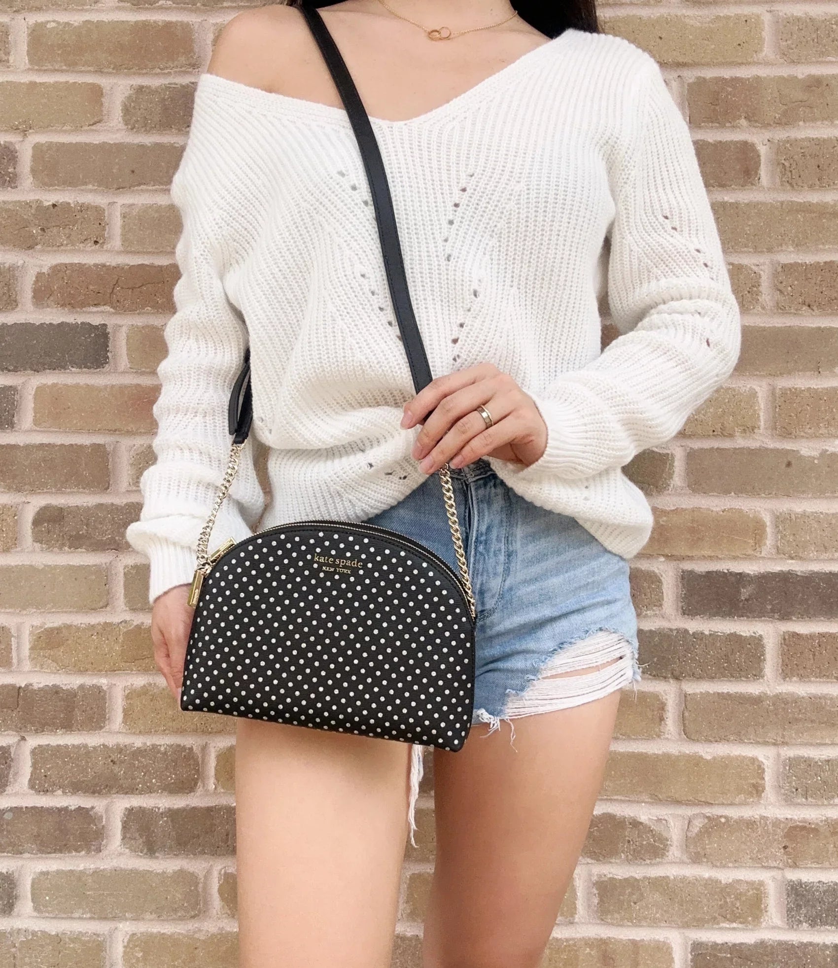 Kate Spade Women's New York Spencer Metallic Dots Double Zip Crossbody Bag