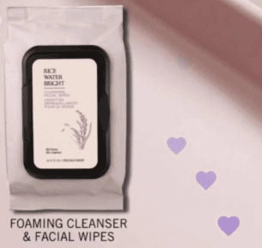 Avon Rice Water Bright Cleansing milk Facial Wipes 2pack of 50 makeup remover face wash moisturize 100ct