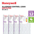 Honeywell 16x20x1 MERV 12 Pleated HVAC Furnace Air Filter -4 Pack