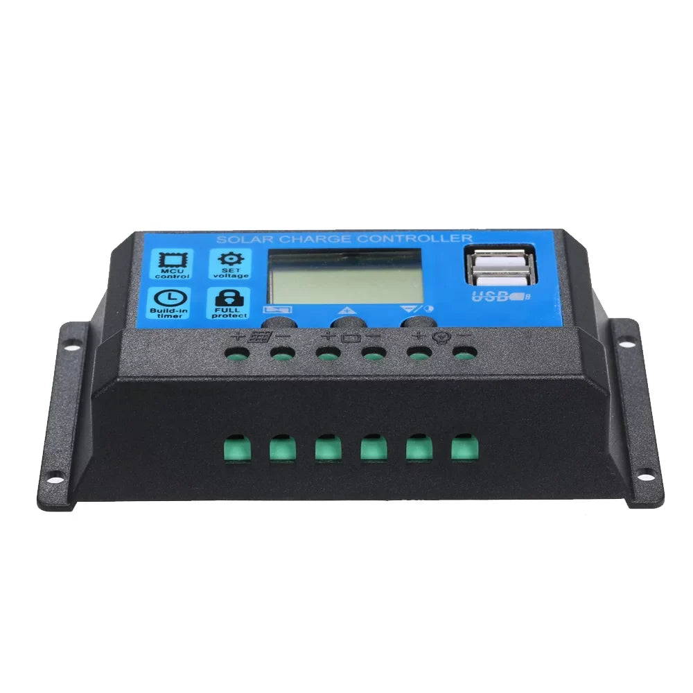 50W DC 5V/18V Dual Output Solar Panel with 2 USB Ports & Car Charge IP65 Water Resistance /24V Solar Charge Controller PWM ligent Regulator