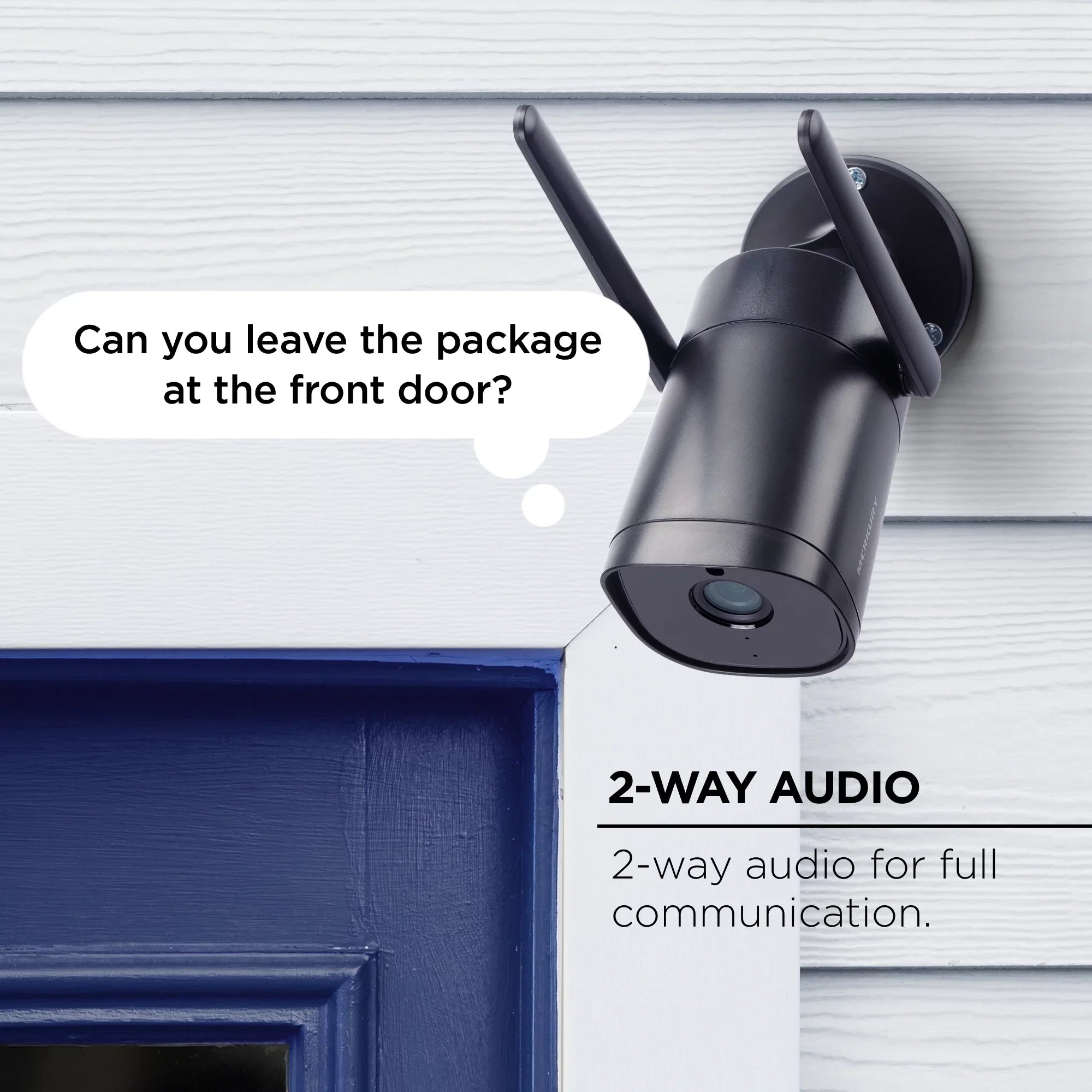 Merkury Smart 1080P Smart Outdoor Security Camera - Condition Night Vision, 2-Way Audio, Black, Wi-Fi