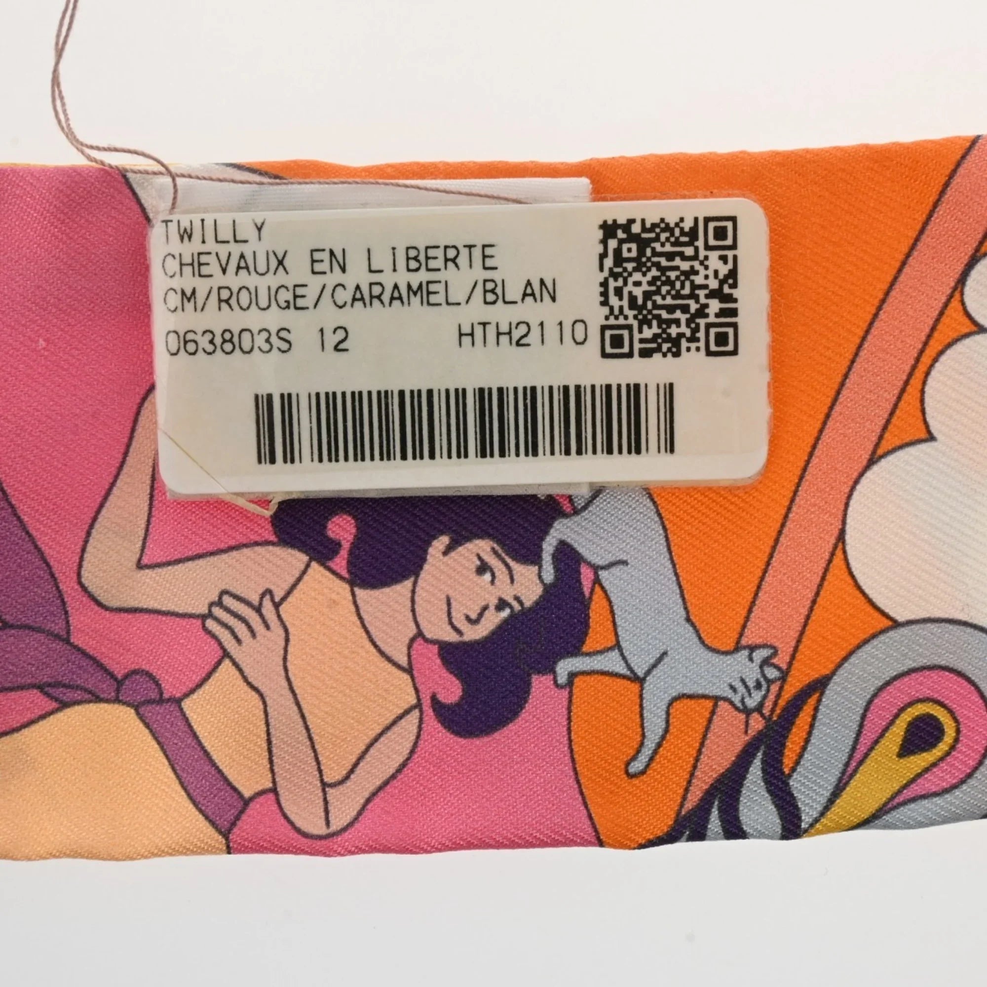 Pre-Owned HERMES Twilly Carres Volants Orange/Rose/Mauve - Women's 100% Silk Scarf Muffler (Like New)