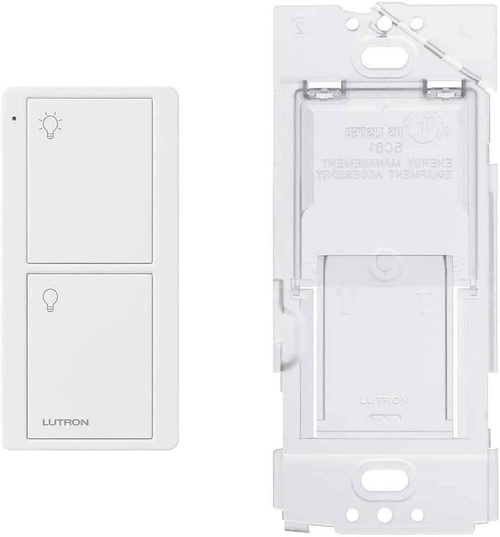 Lutron On/Off Switching Pico Remote for Caseta Smart Home Switch with Wallplate Bracket | PJ2-2B-GWH-L01 | White