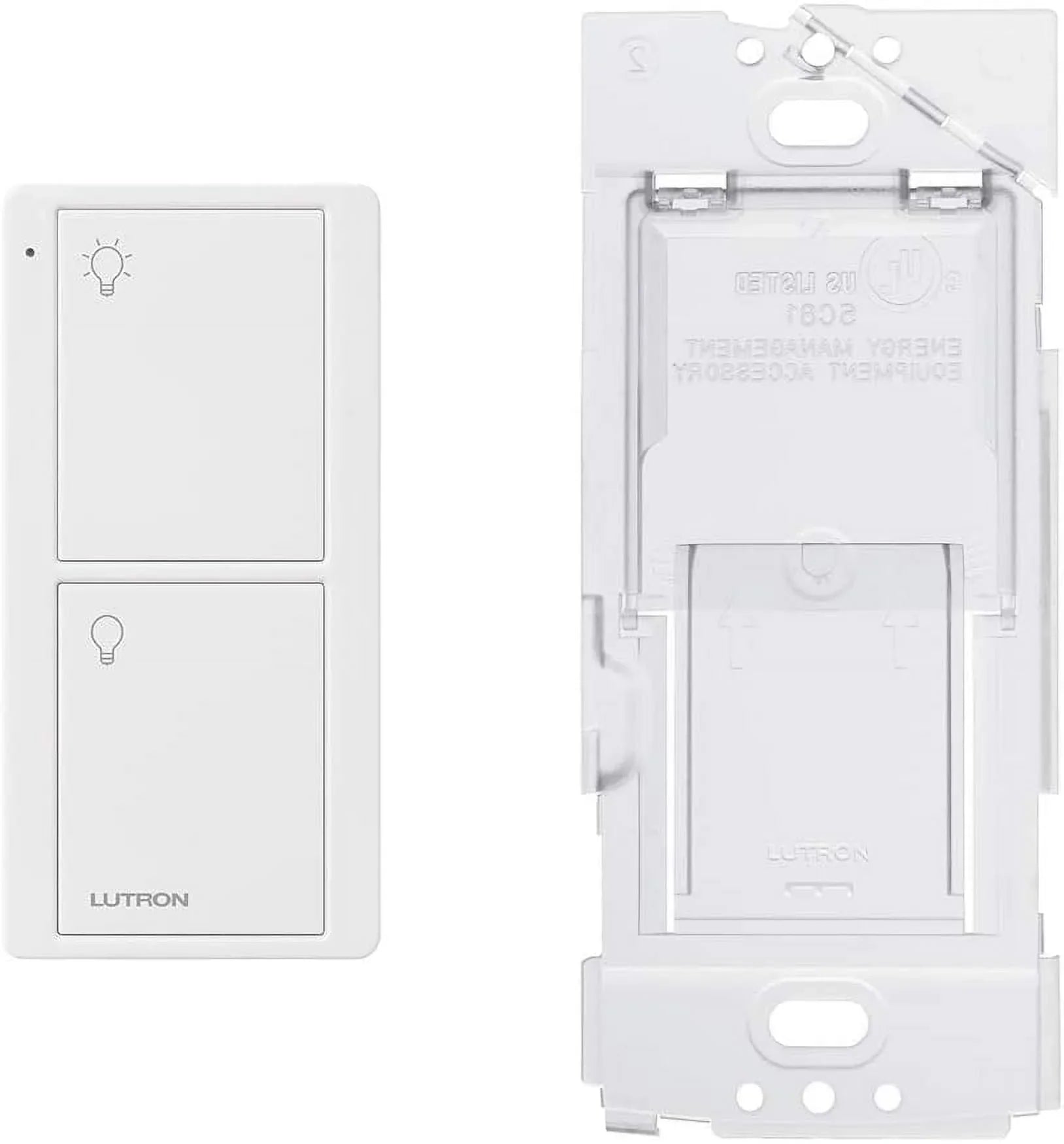 Lutron On/Off Switching Pico Remote for Caseta Smart Home Switch with Wallplate Bracket | PJ2-2B-GWH-L01 | White