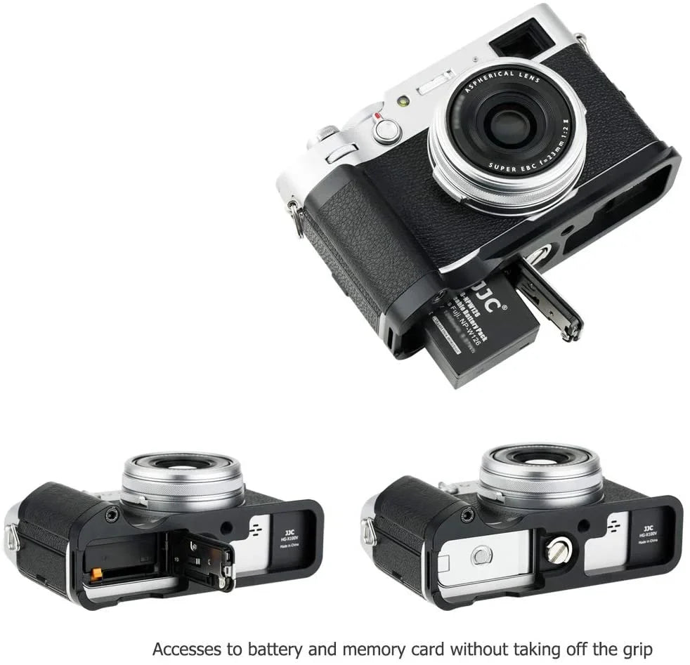 Solid Metal Hand Grip Secure Handle Bracket for Fuji Fujifilm X100V X100F X100 V X100 F Camera, Anti-Slip Pads
