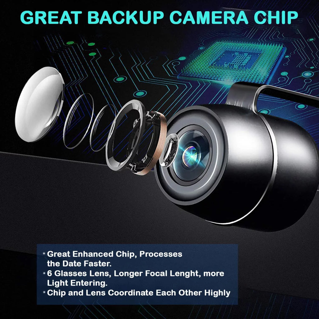 CAM118 Backup Camera Frame License Plate HD Night Vision Rear View 170° Angle Waterproof Matching with Clarion, Dual, BOSS, Jensen, Stinger, Pioneer, SoundStream, Sony, Kenwood, JVC, Rockford