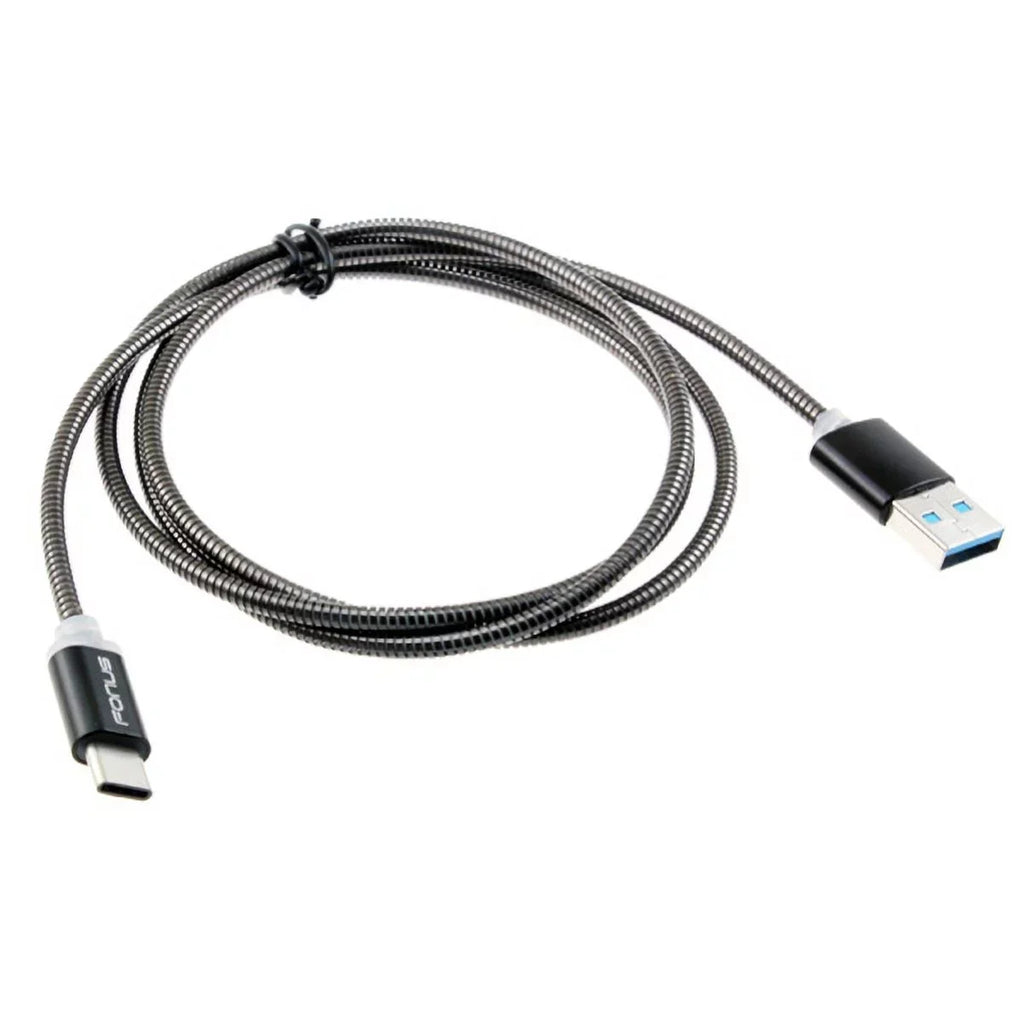 3ft Metal USB Cable w 2-Port USB Car Home Charger P2G for Blackberry KEYone, Key2 LE - BLU G9, Vivo XI Plus 5 - CAT S61 S48c - Coolpad Legacy - Essential Phone (PH-1) - Google Pixel XL 3a XL 3