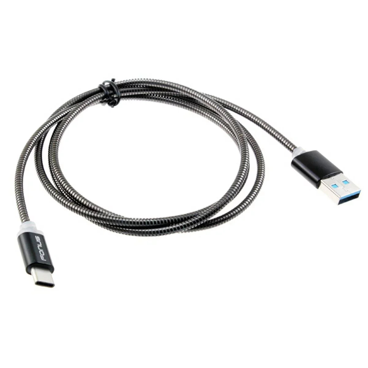 3ft Metal USB Cable w 2-Port USB Car Home Charger P2G for Blackberry KEYone, Key2 LE - BLU G9, Vivo XI Plus 5 - CAT S61 S48c - Coolpad Legacy - Essential Phone (PH-1) - Google Pixel XL 3a XL 3