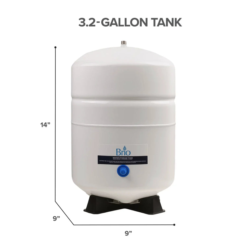 Reverse Osmosis Water Storage Pressure Tank 3.2 Gallon, 2.2 Gallon Capacity + Tank Valve | RO-122- Metal