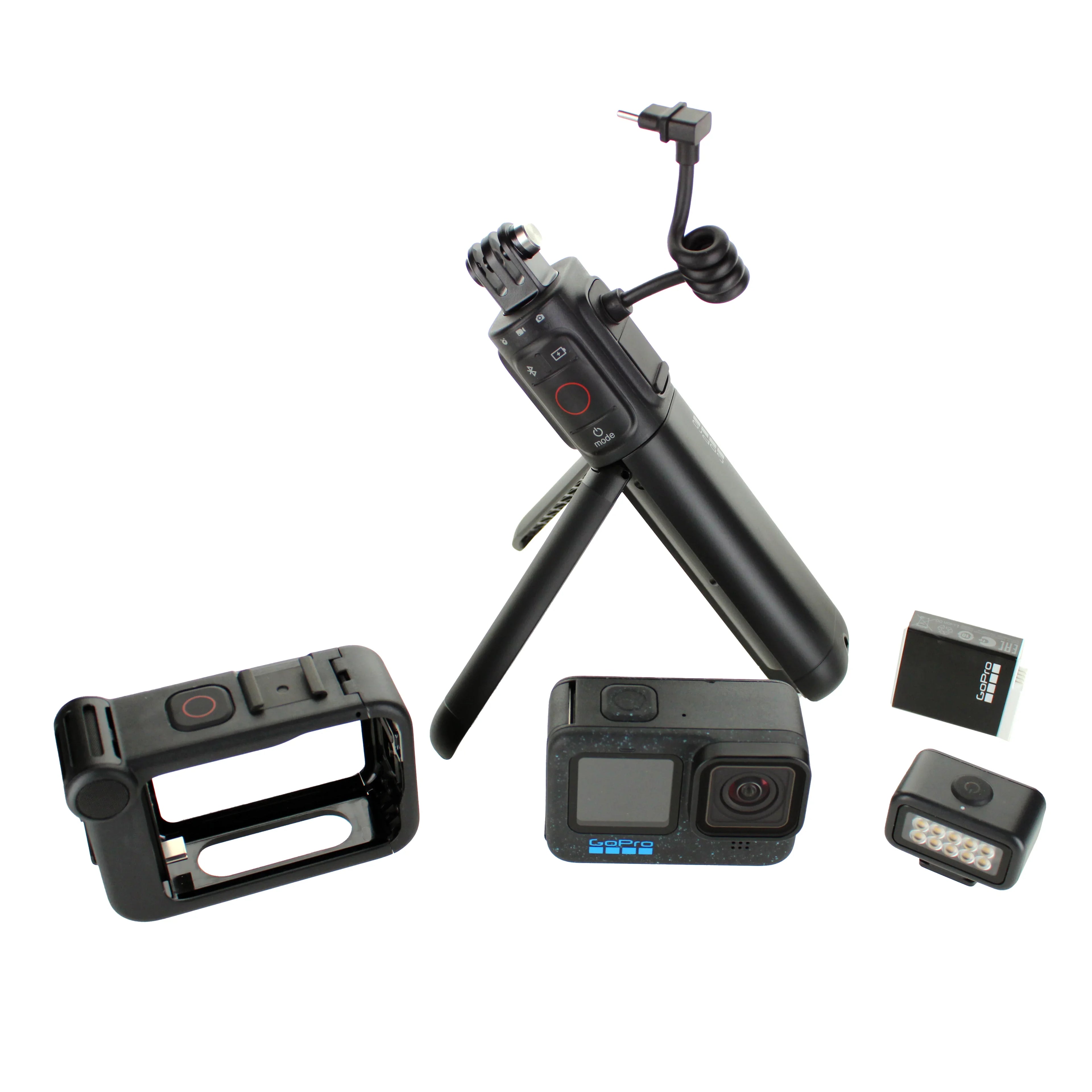 GoPro HERO 12 Creator Edition - With Volta (Battery Grip, Tripod, Remote), Media Mod, Light Mod, Enduro Battery - Waterproof Action Camera + 64GB Extreme Pro Card and Extra Battery