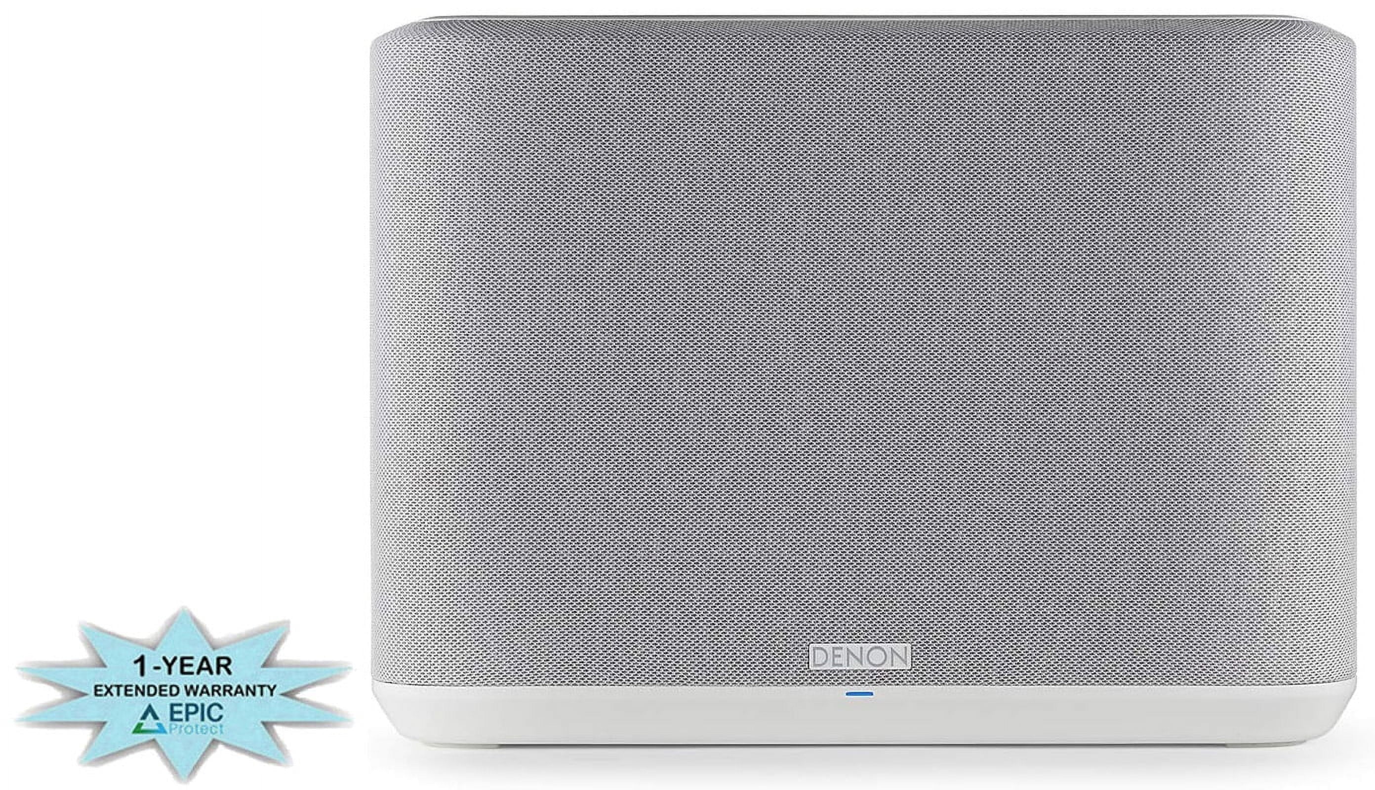 Denon Home 250 White Built in Heos Wireless Bluetooth Speaker with an Additional 1 Year Shield by Epic Protect (2020)